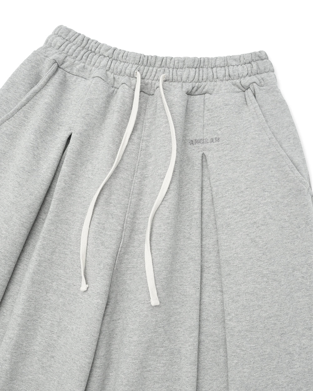 Anglan Valley Tuck Sweat Half Pants - Melange Grey - Image 3