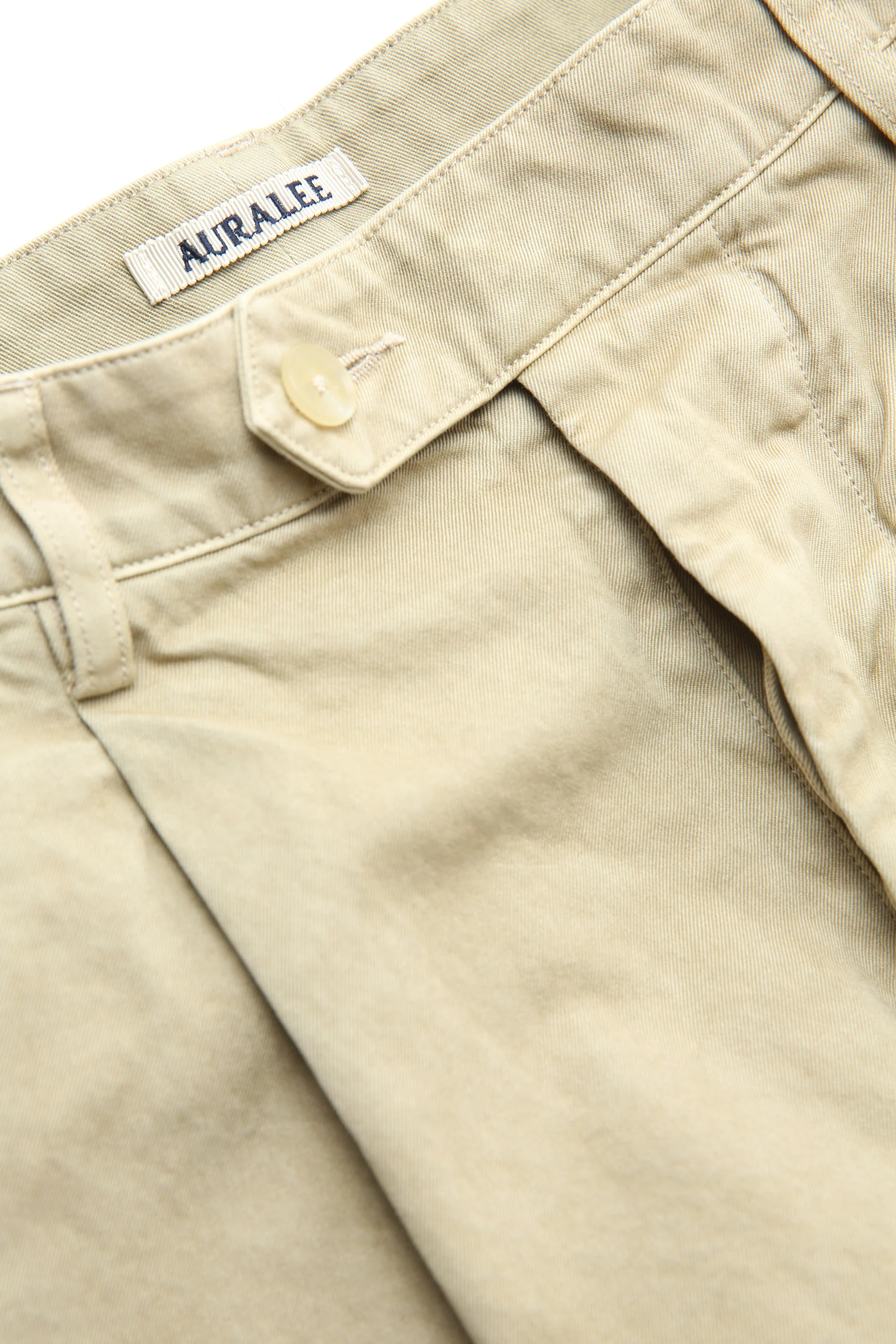 Auralee Garment-Dyed Finx Light Chino One-Tuck Wide Pants - Beige - Image 6