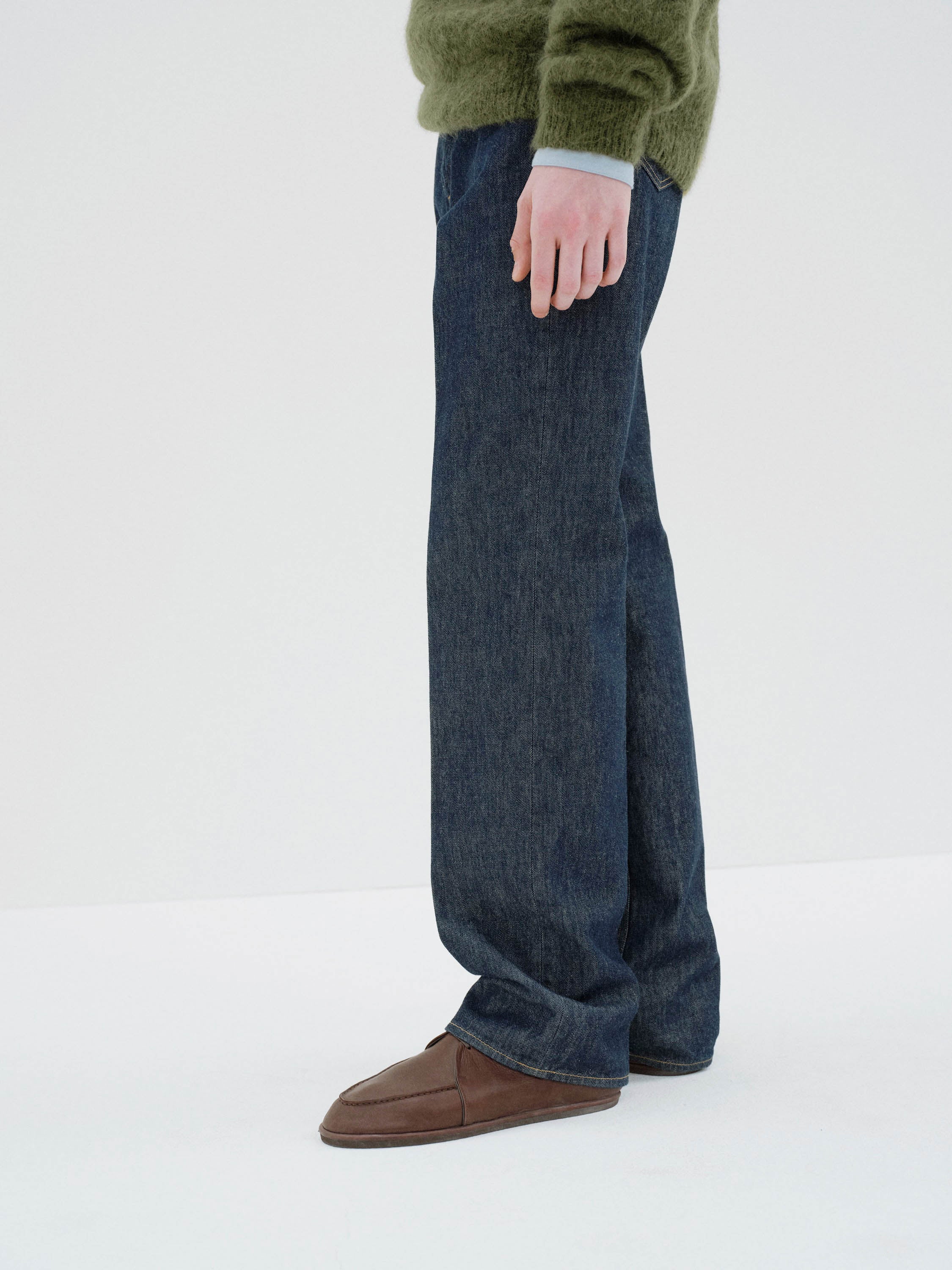 Auralee Hard Twist Denim 5p Pants - Indigo - Image 3