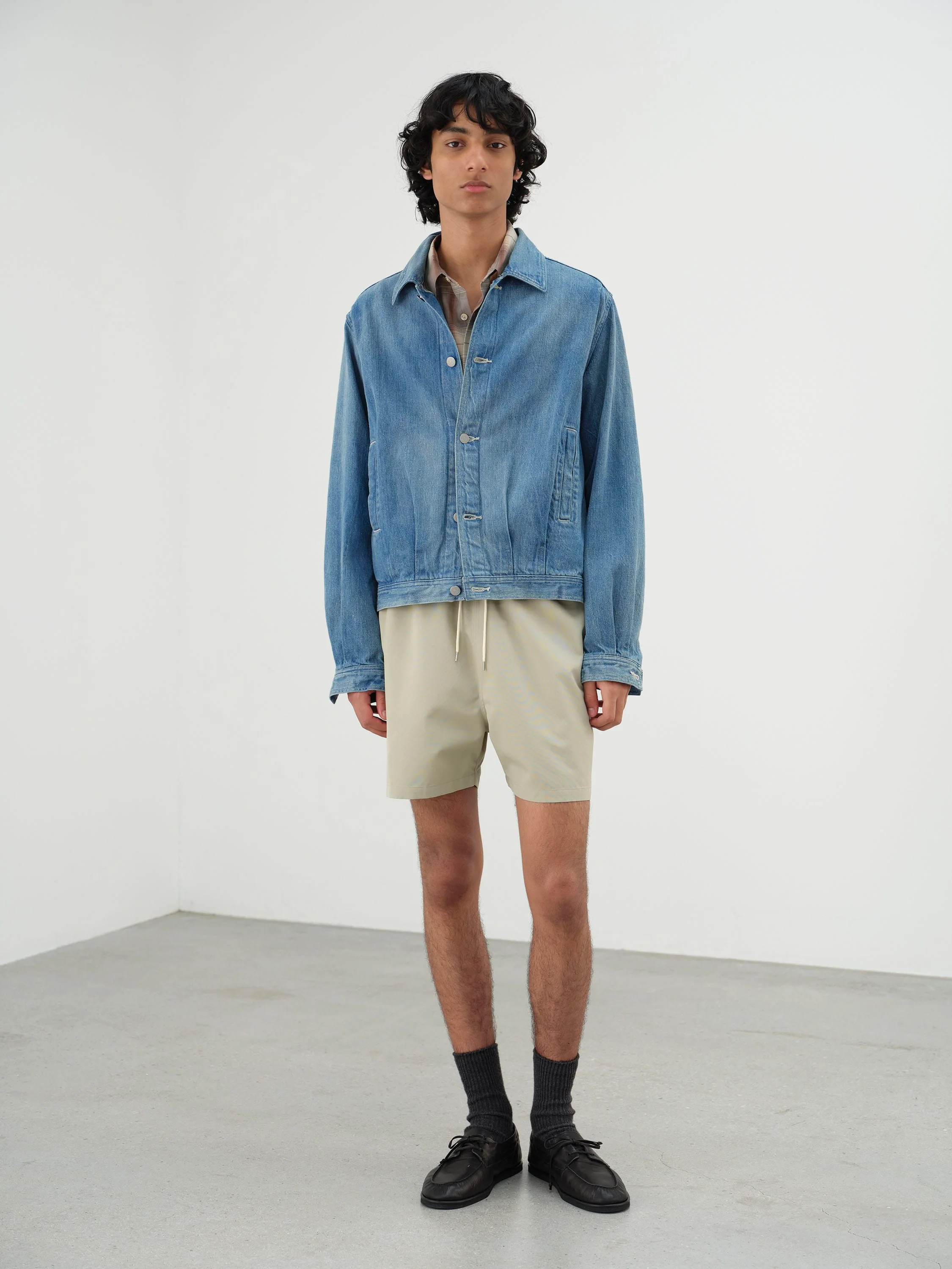 AURALEE Selvedge Faded Light Denim Blouson - LIGHT INDIGO - Image 3