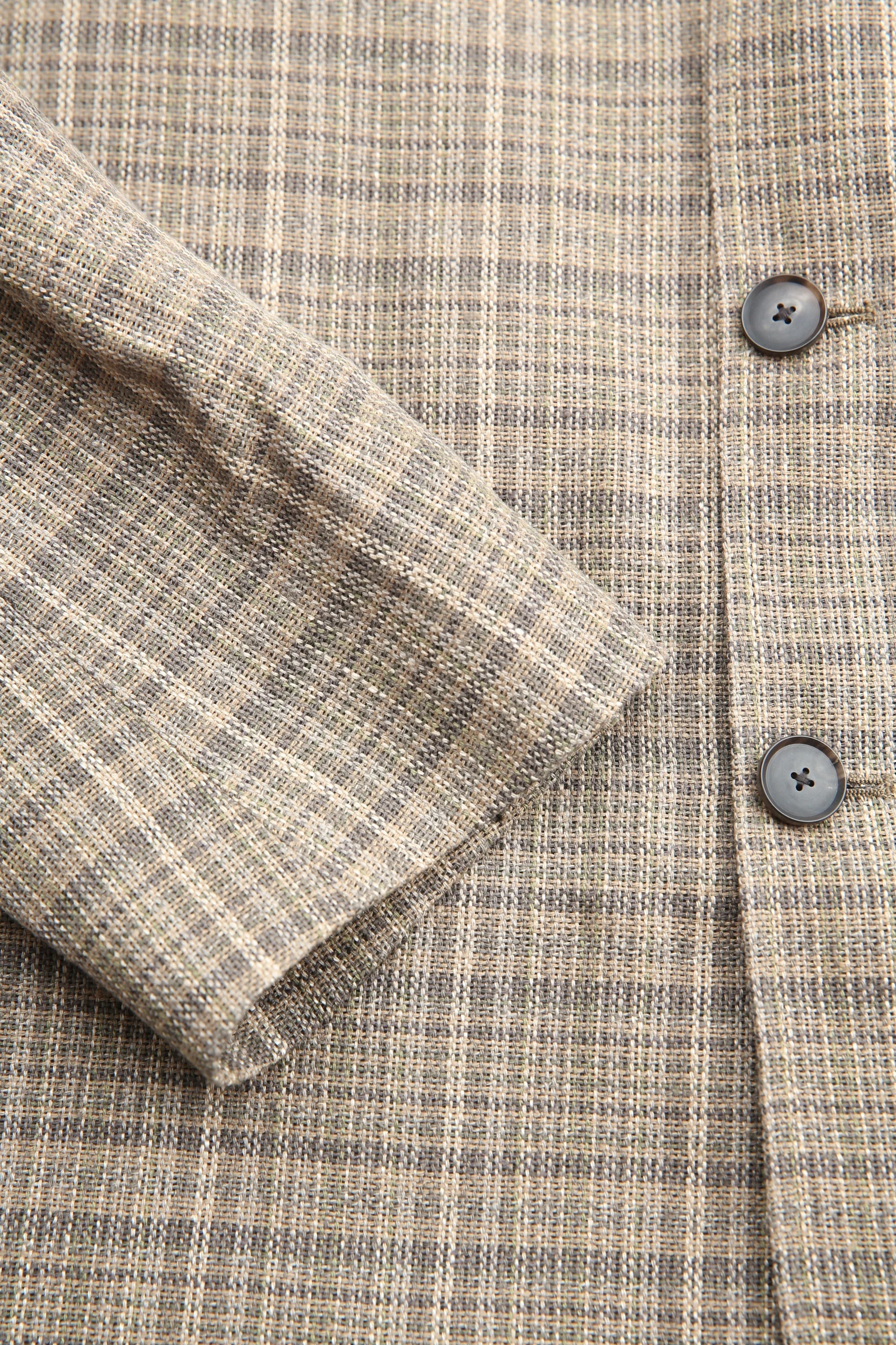 Auralee Silk Linen Nep Check Jacket - Dark Brown Check - Image 4