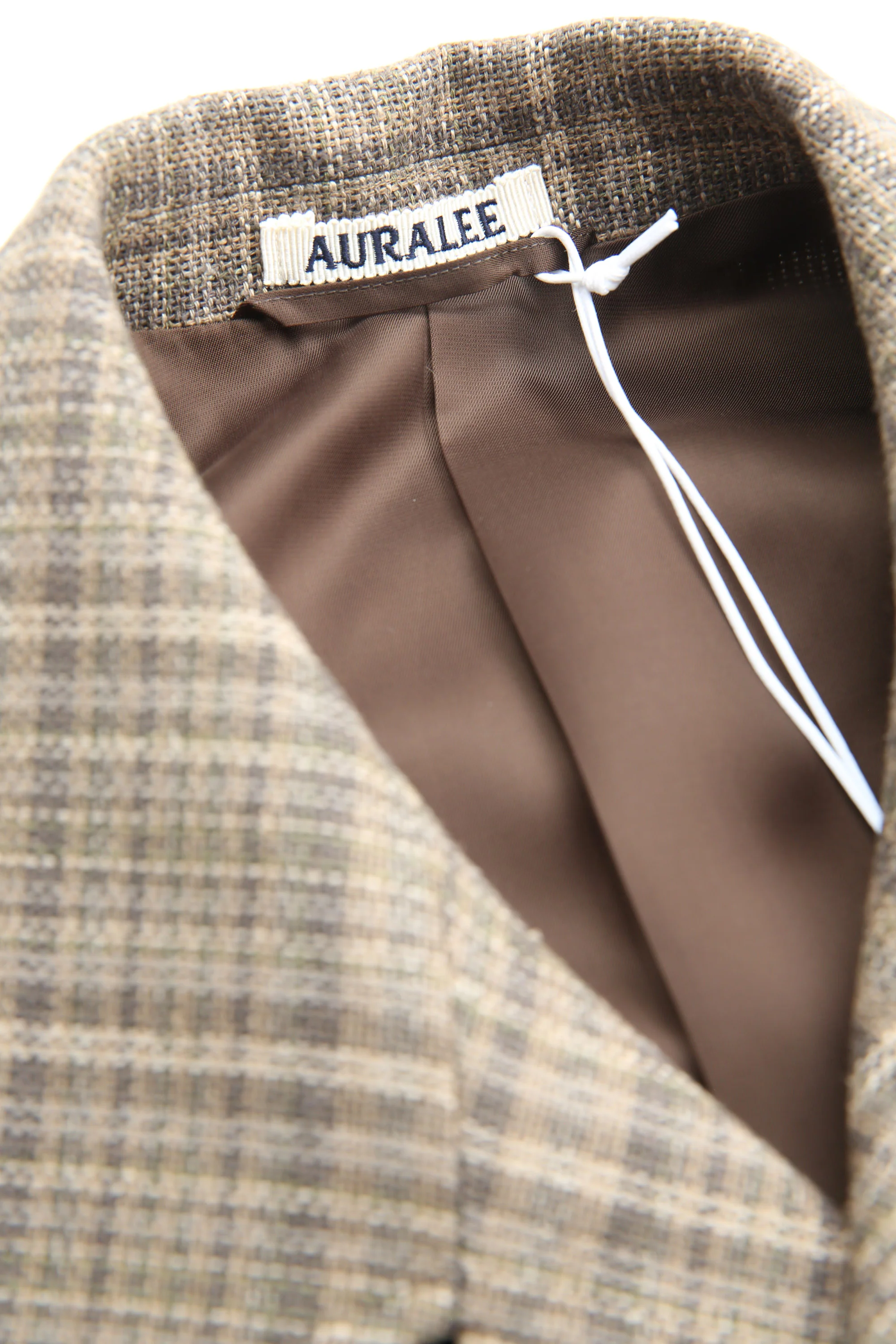 Auralee Silk Linen Nep Check Jacket - Dark Brown Check - Image 7
