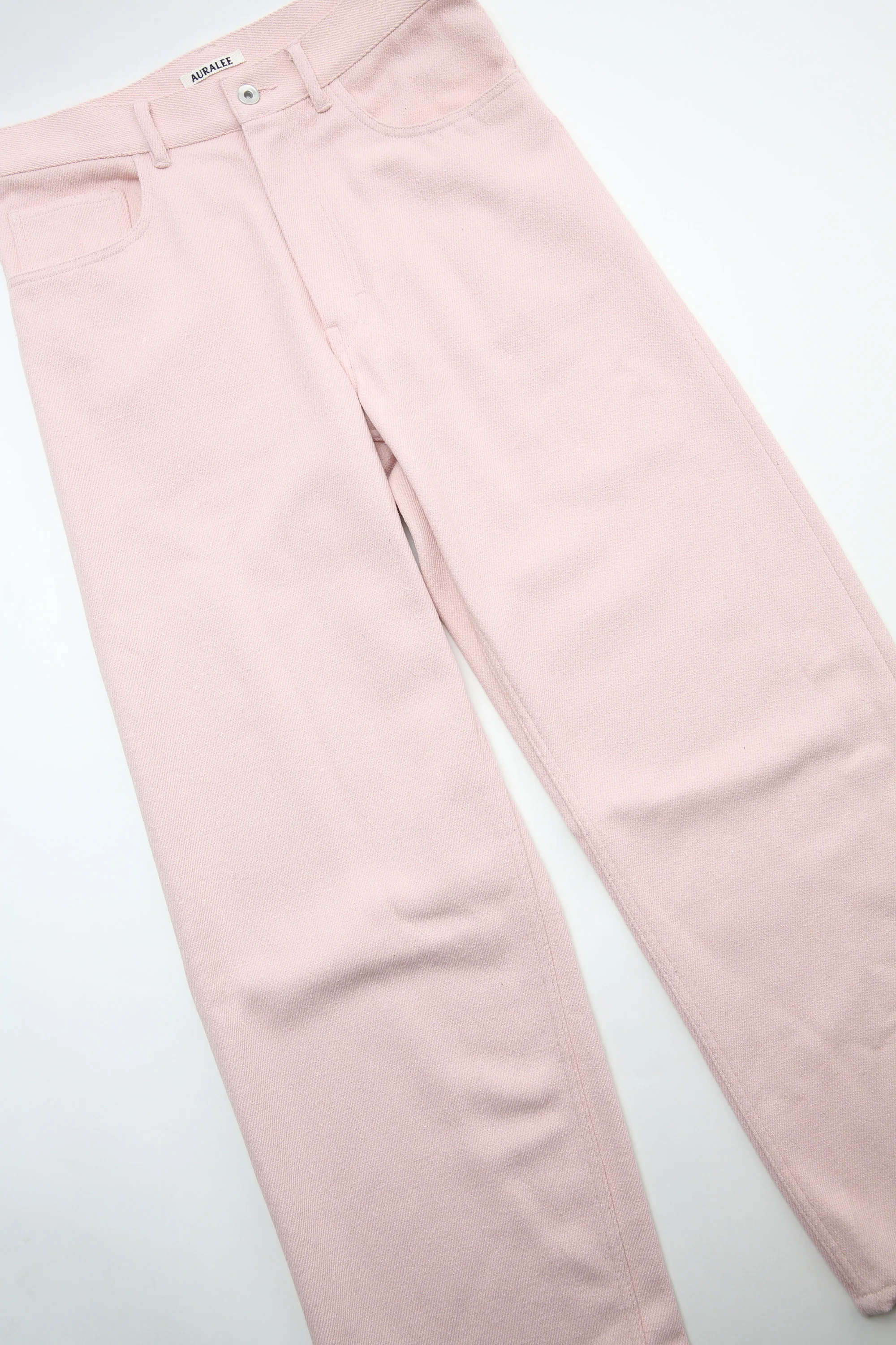 Auralee Silk Nep Denim 5P Wide Pants - Dusty Pink - Image 6