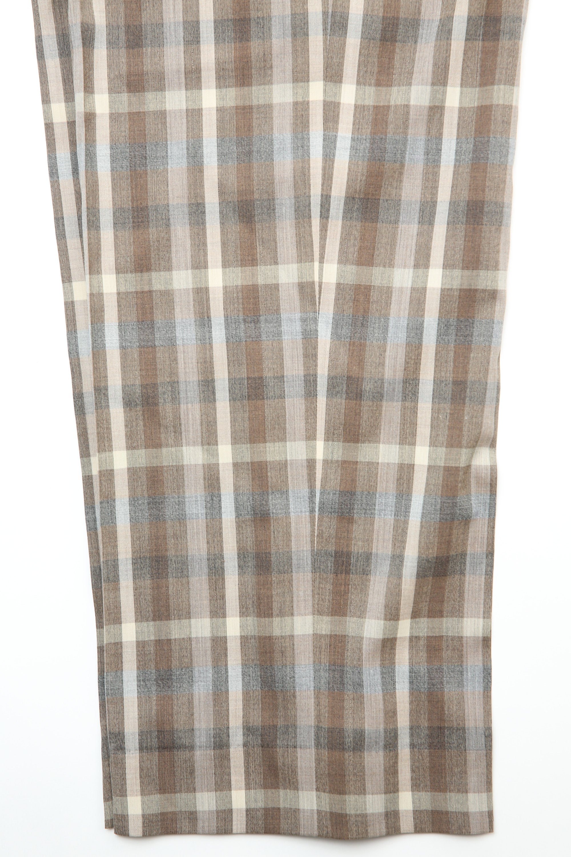 Auralee Super Fine Tropical Wool Check Two-Tuck Slacks - Top Brown Check - Image 7
