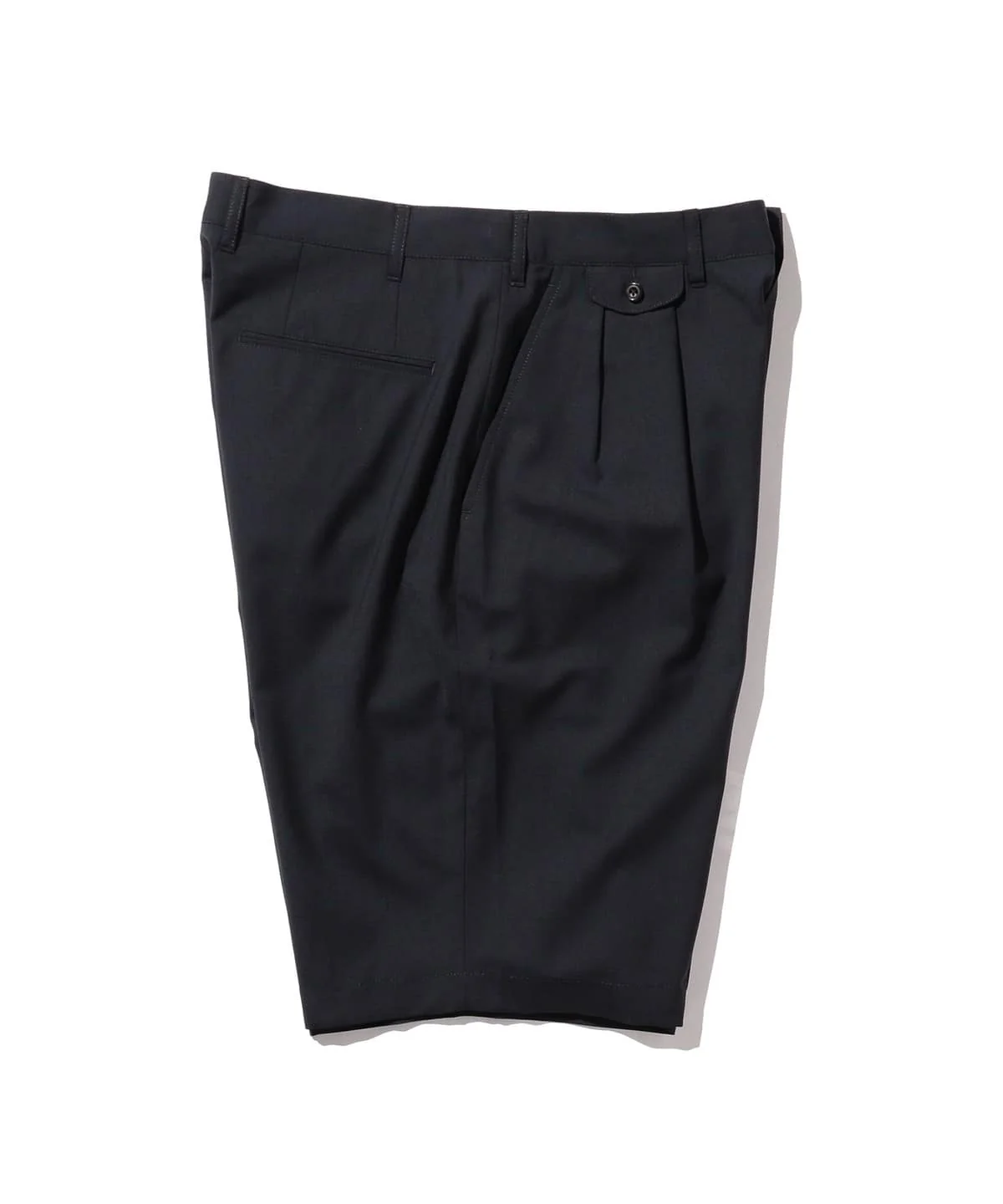 Beams Plus 2 Pleats Shorts Wool Tropical - Navy - Image 2