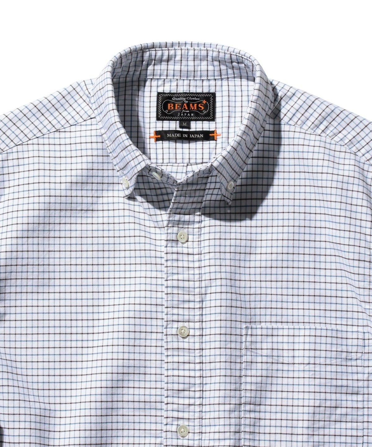 Beams Plus B.D. Oxford Tattersall - White / Sax / Blue (SS26) - Image 5