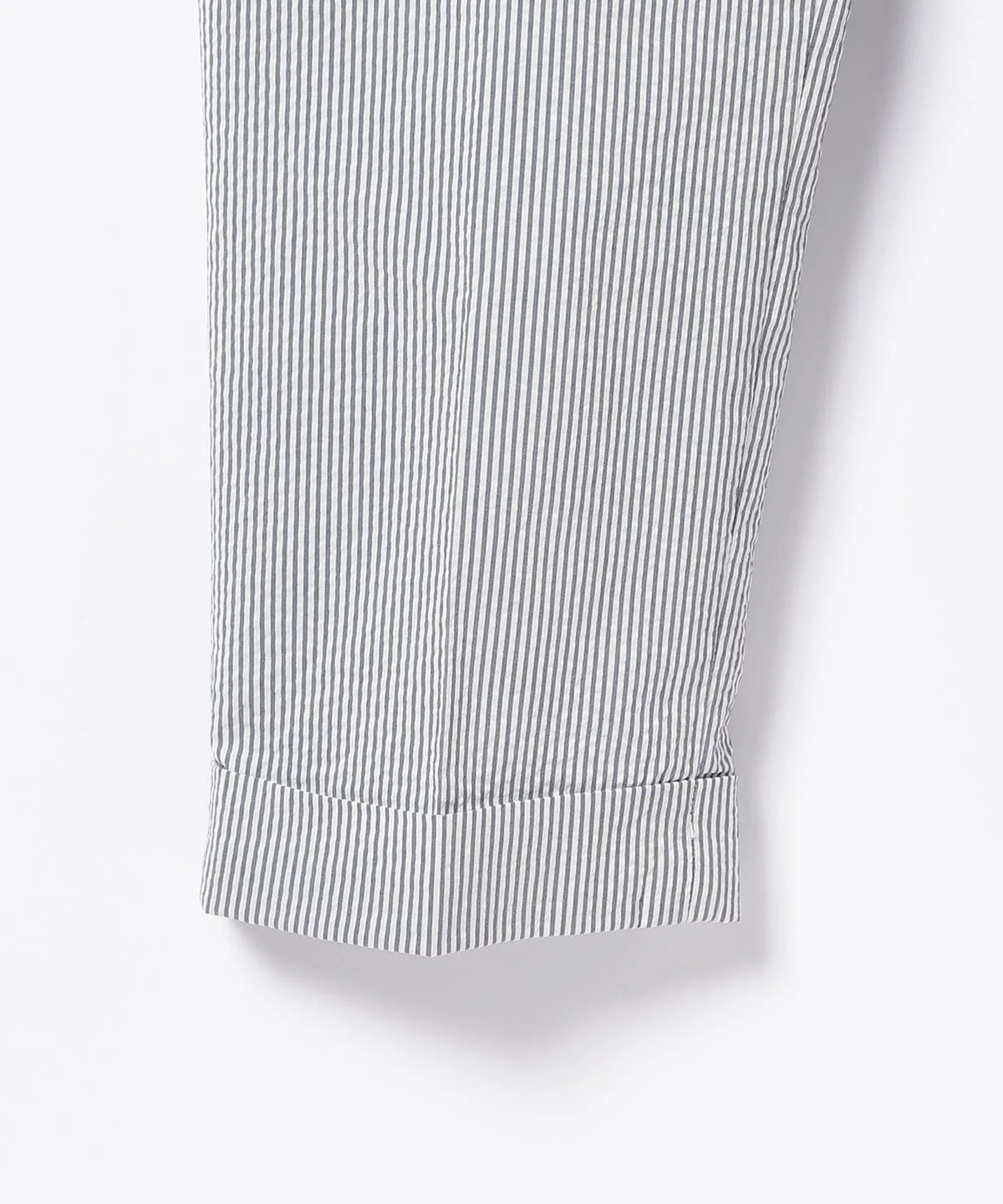Beams Plus | IVY Trousers Ankle-Cut COOLMAX Seersucker | Blue Stripe - Image 3