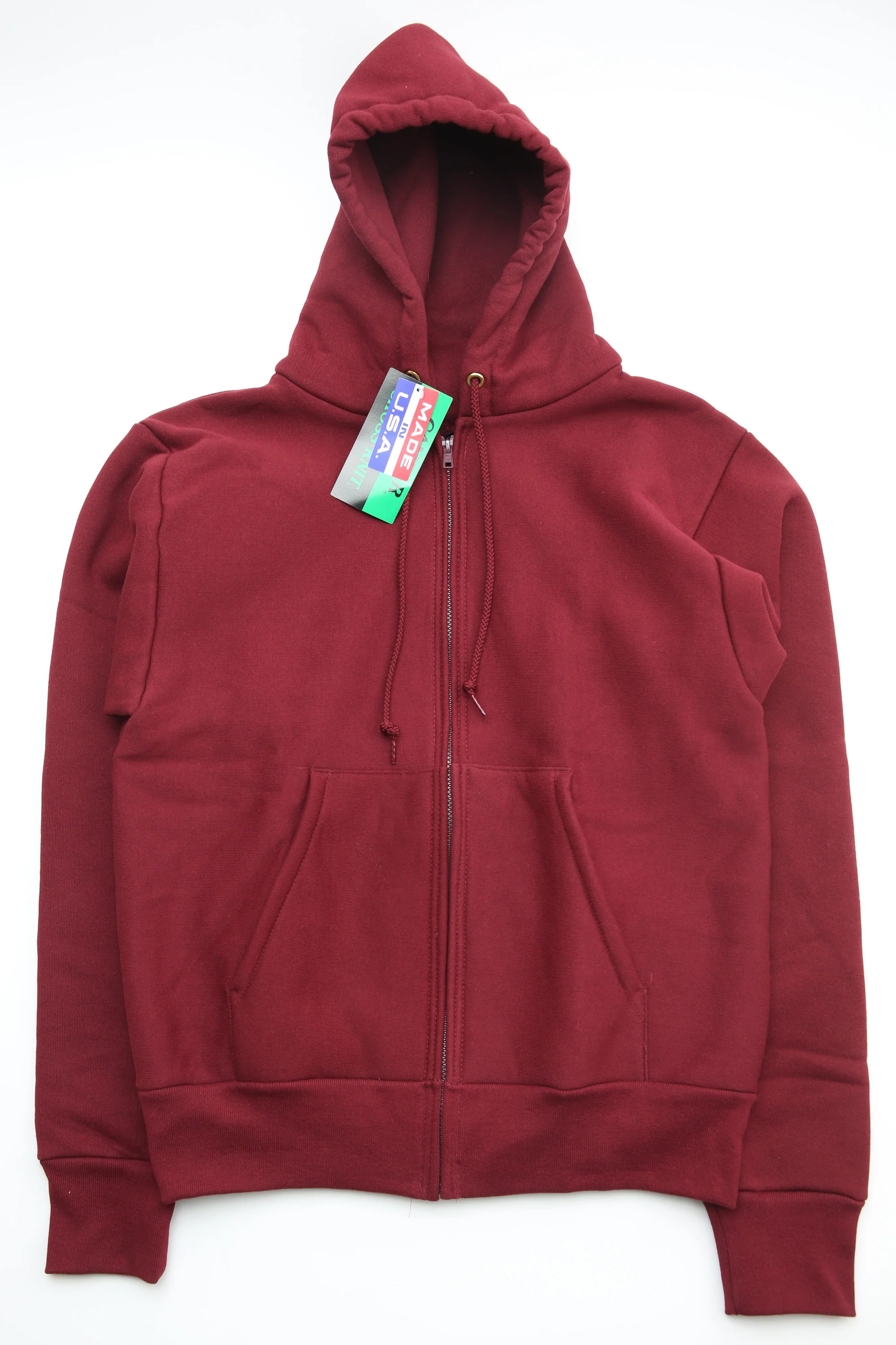 Camber #231 12oz Heavyweight Cross Knit Zippered Hoodie - Burgundy
