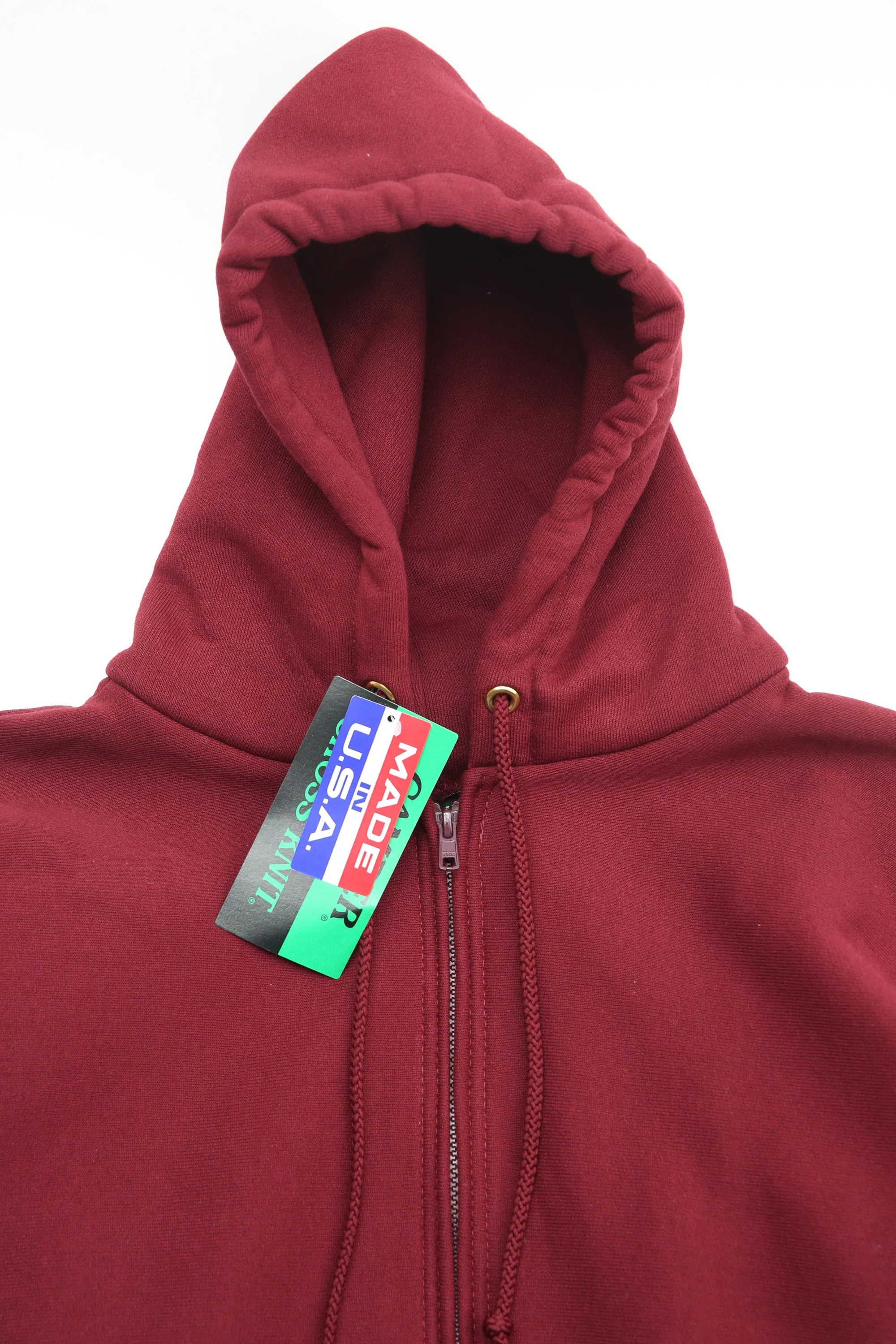 Camber #231 12oz Heavyweight Cross Knit Zippered Hoodie - Burgundy - Image 2