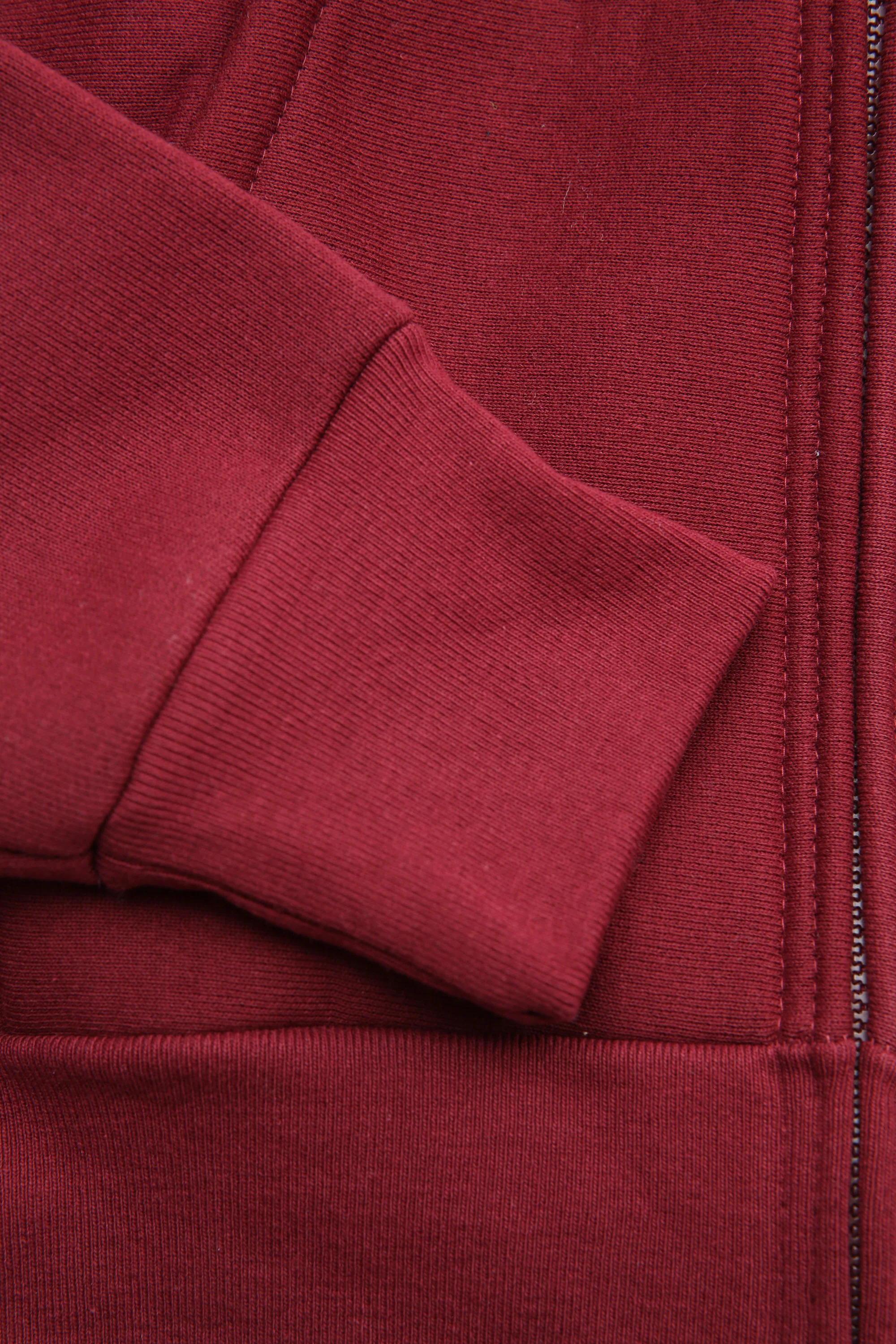 Camber #231 12oz Heavyweight Cross Knit Zippered Hoodie - Burgundy - Image 5