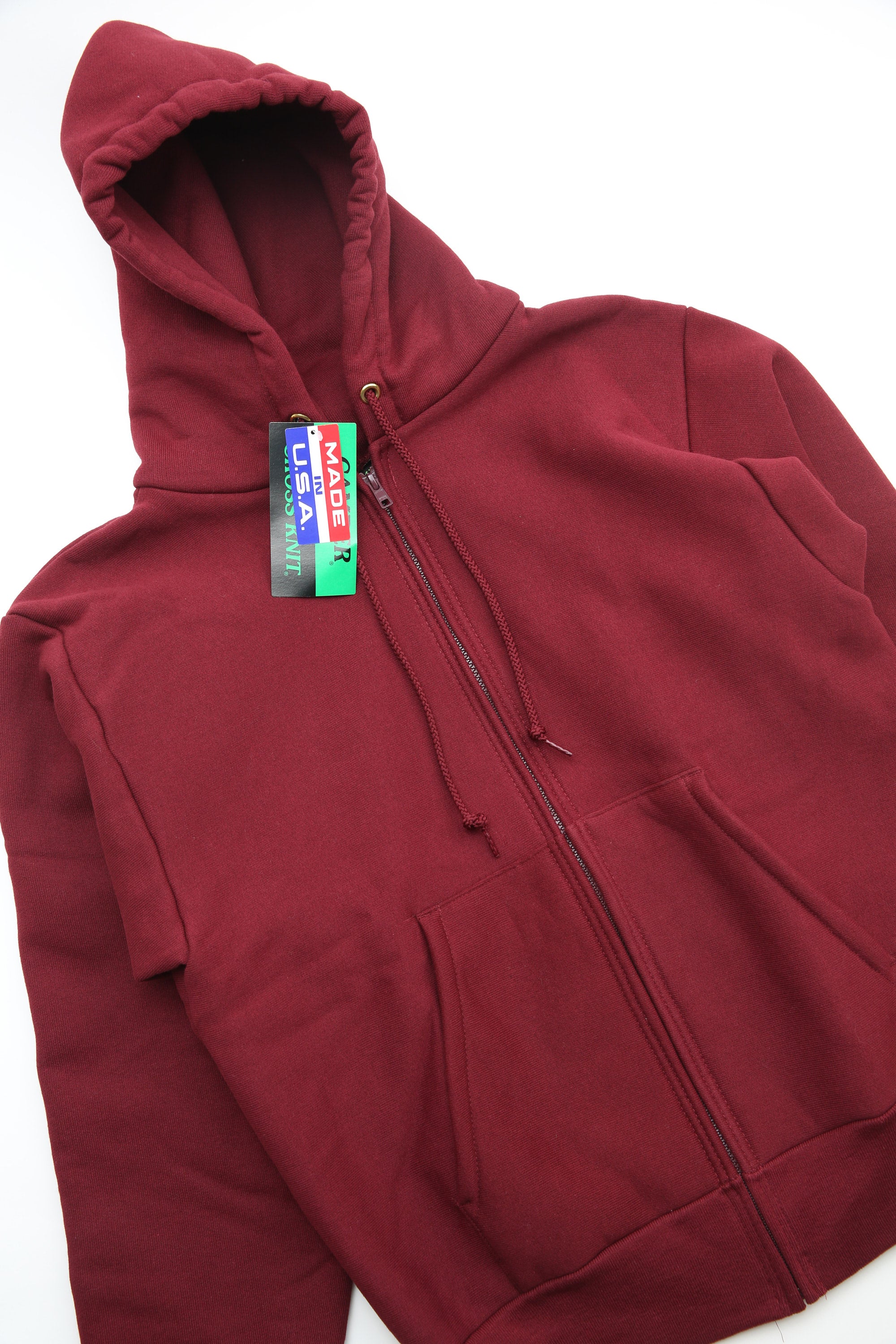 Camber #231 12oz Heavyweight Cross Knit Zippered Hoodie - Burgundy - Image 6
