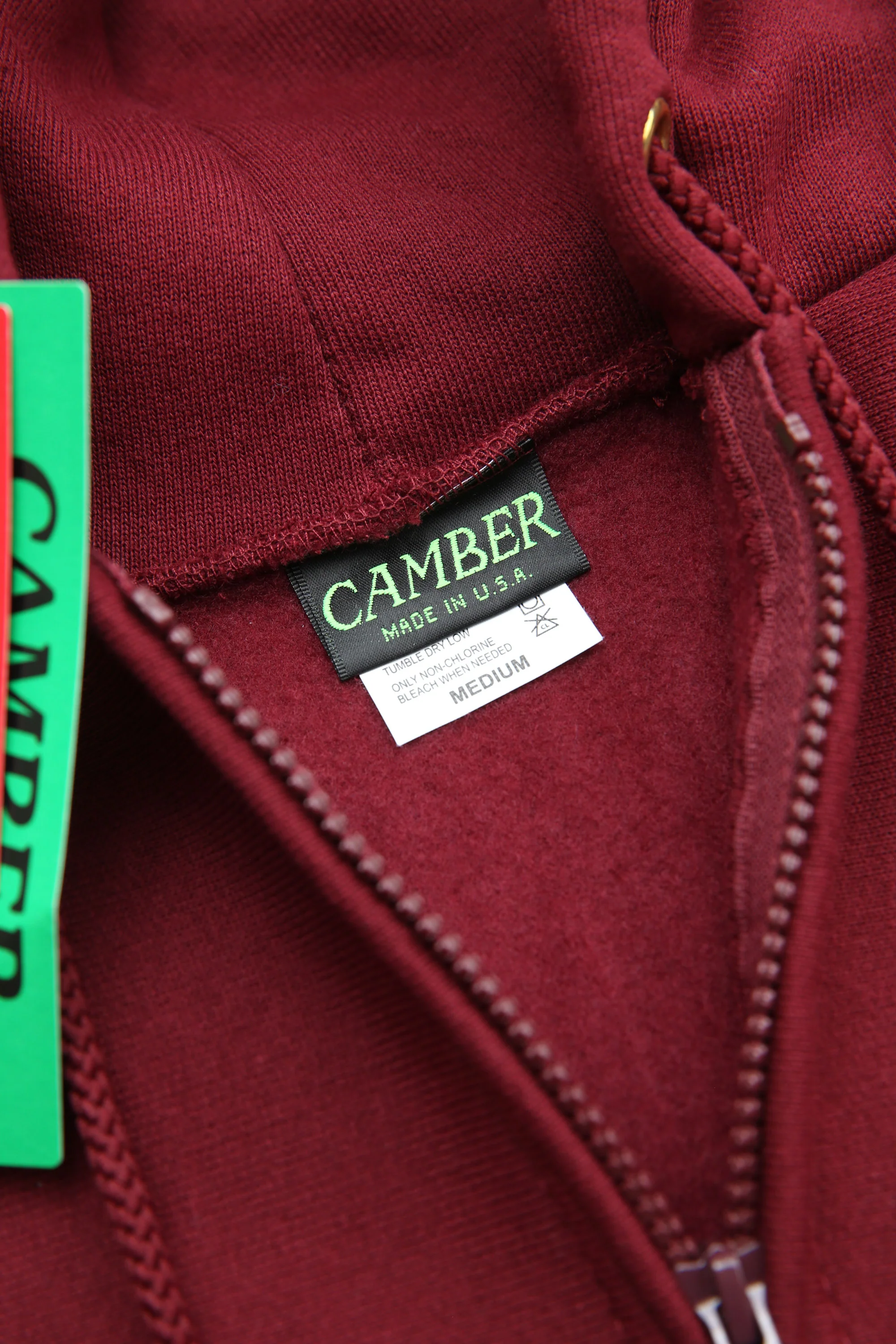 Camber #231 12oz Heavyweight Cross Knit Zippered Hoodie - Burgundy - Image 7