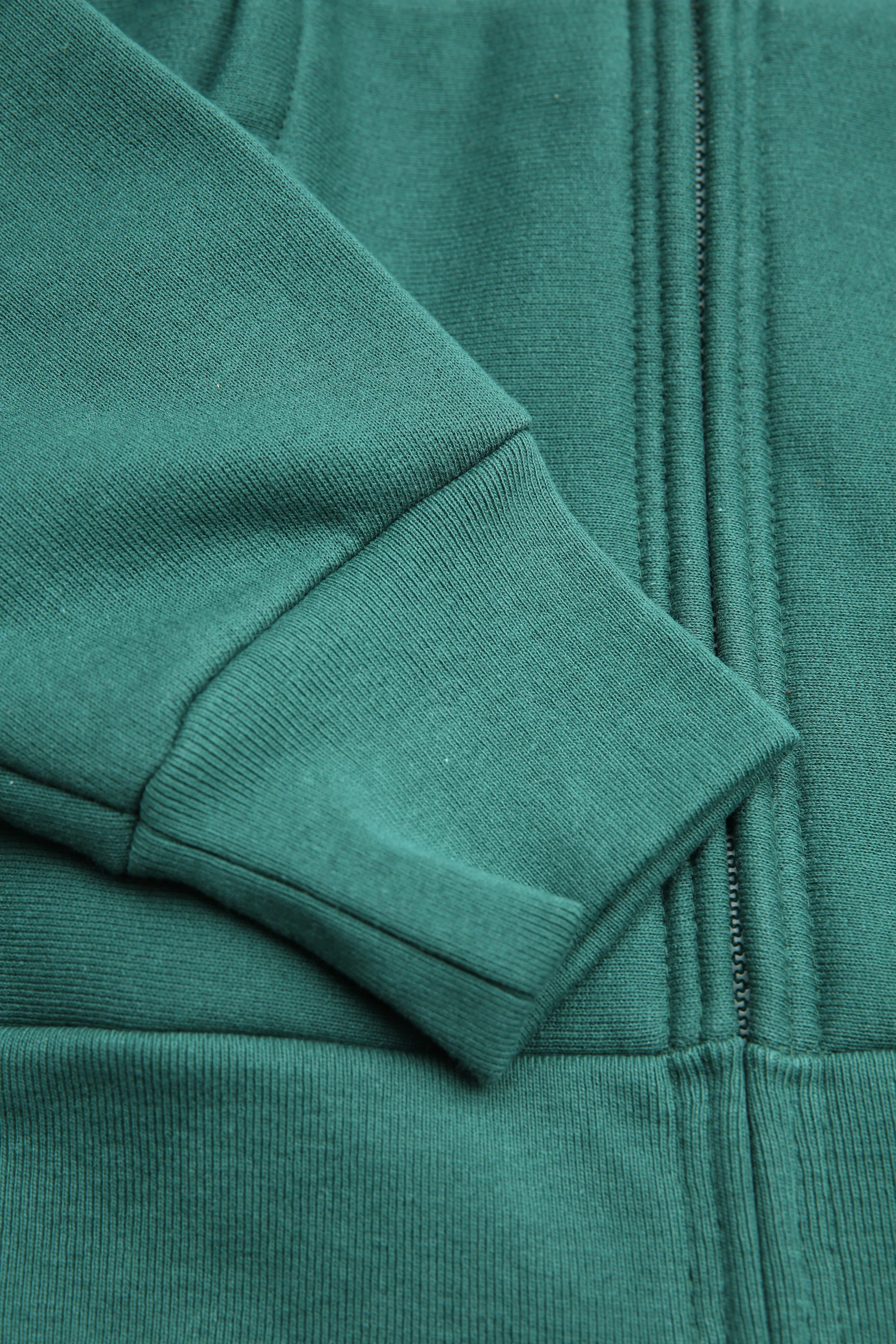 Camber #231 12oz Heavyweight Cross Knit Zippered Hoodie - Dark Green - Image 4