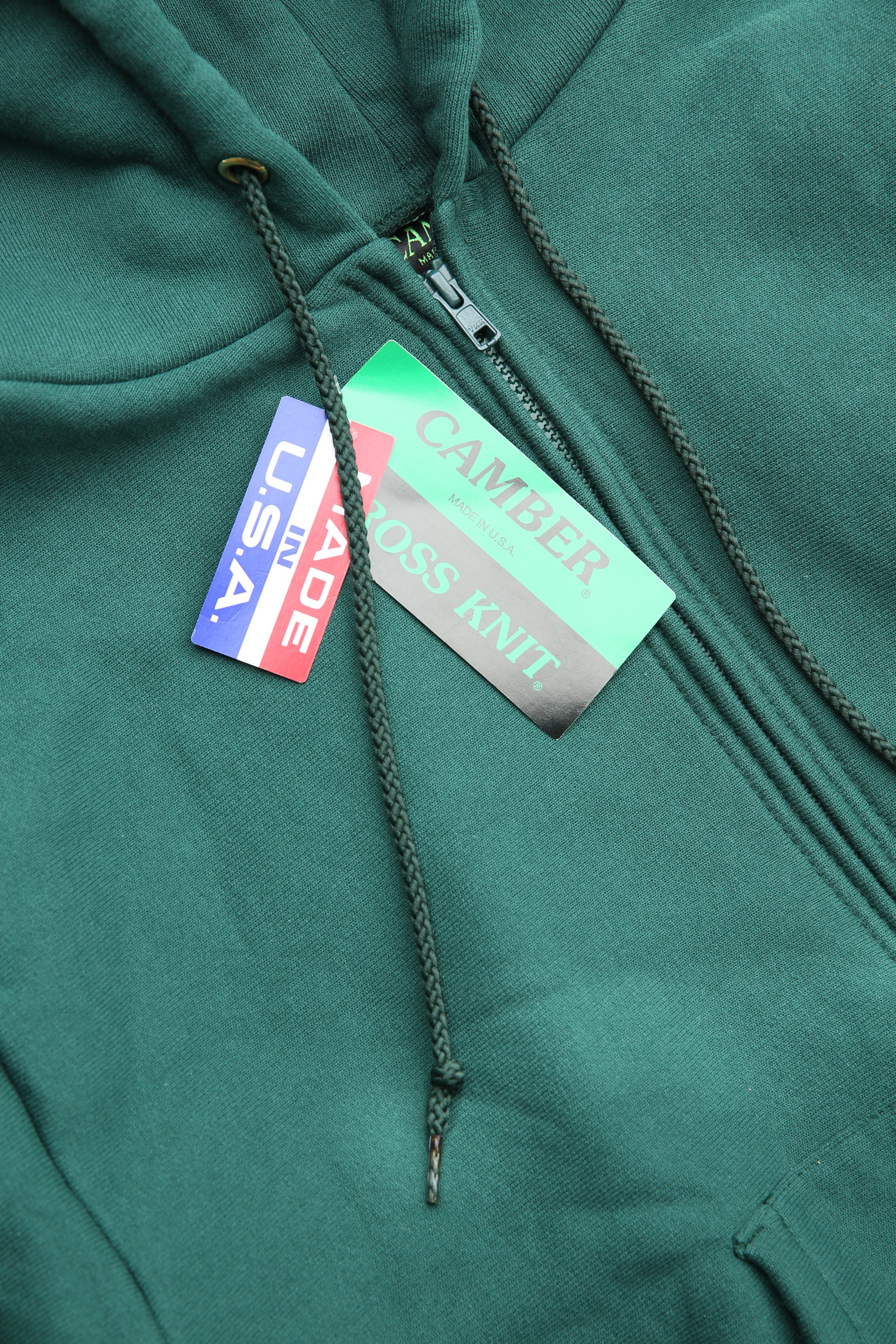 Camber #231 12oz Heavyweight Cross Knit Zippered Hoodie - Dark Green - Image 5