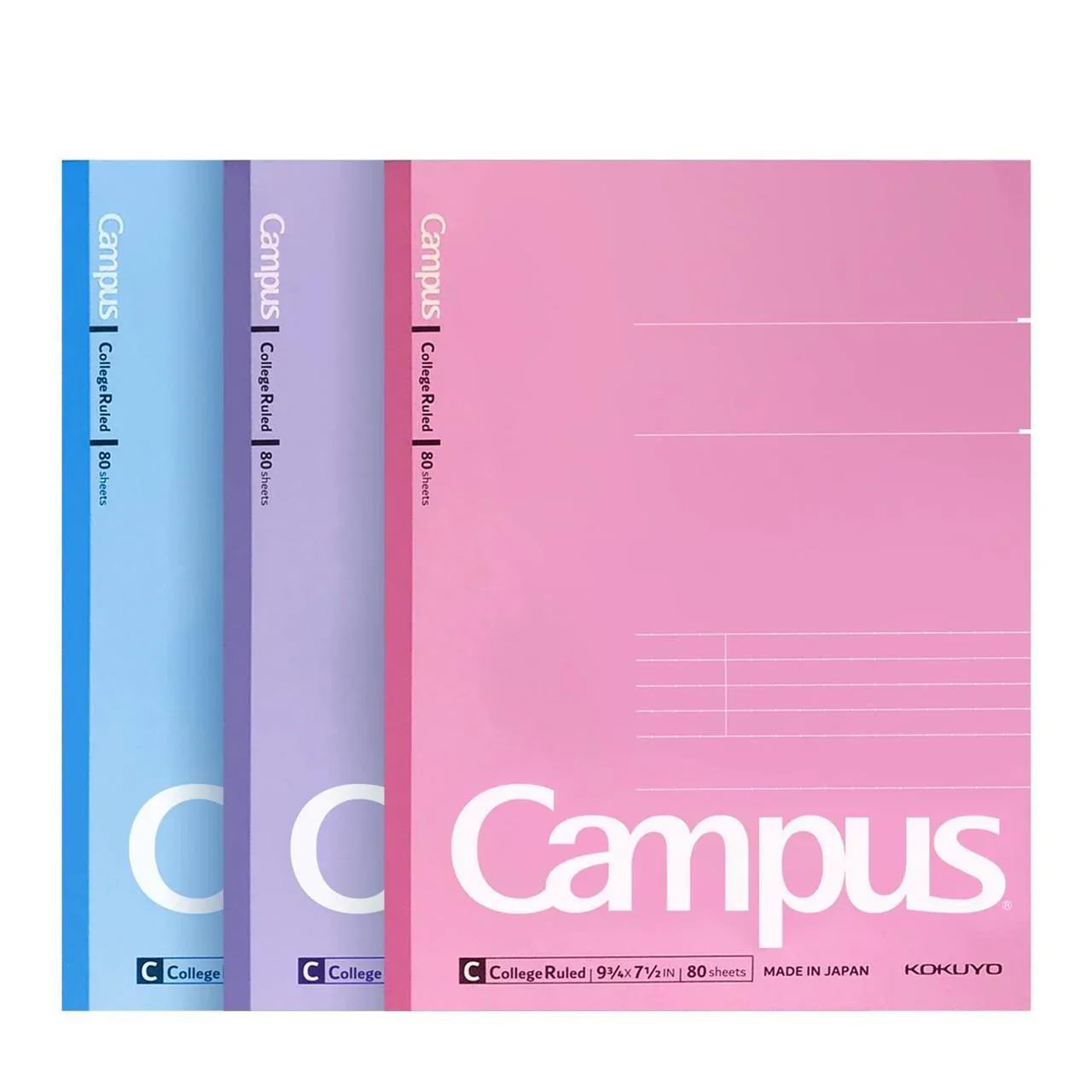Campus College Ruled Notebook 3 Pack - Blue/Purple/Pink
