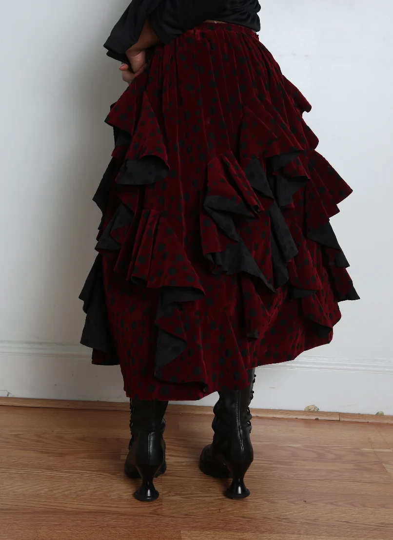 Comme des Garçons Comme des Garçons (CDGCDG) Ladies' Skirt - Black X Burgundy - Image 5