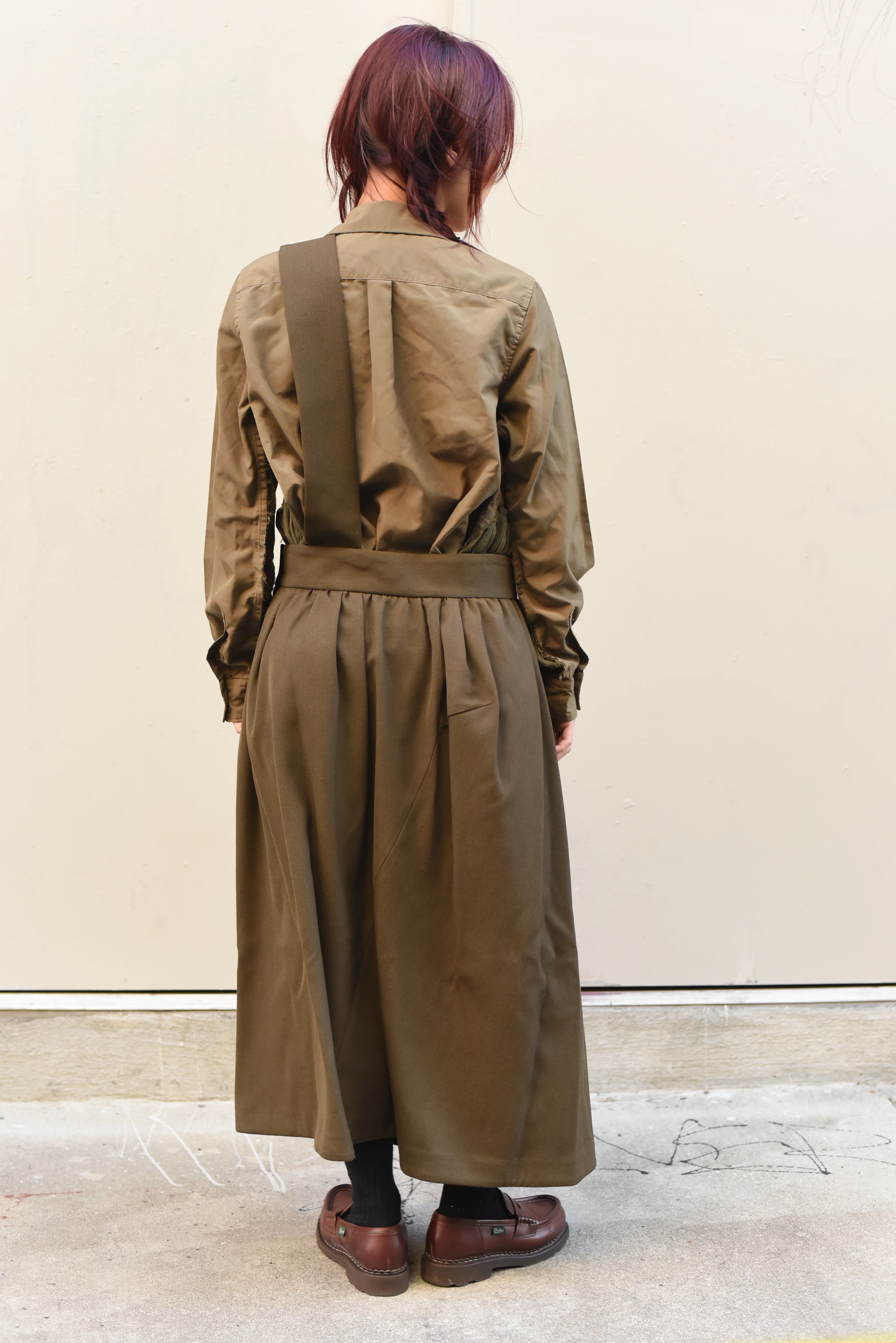 Comme des Garçons Comme des Garçons (CDGCDG) Ladies Suspender Skirt { RL-A010-051-3 } - Khaki - Image 4