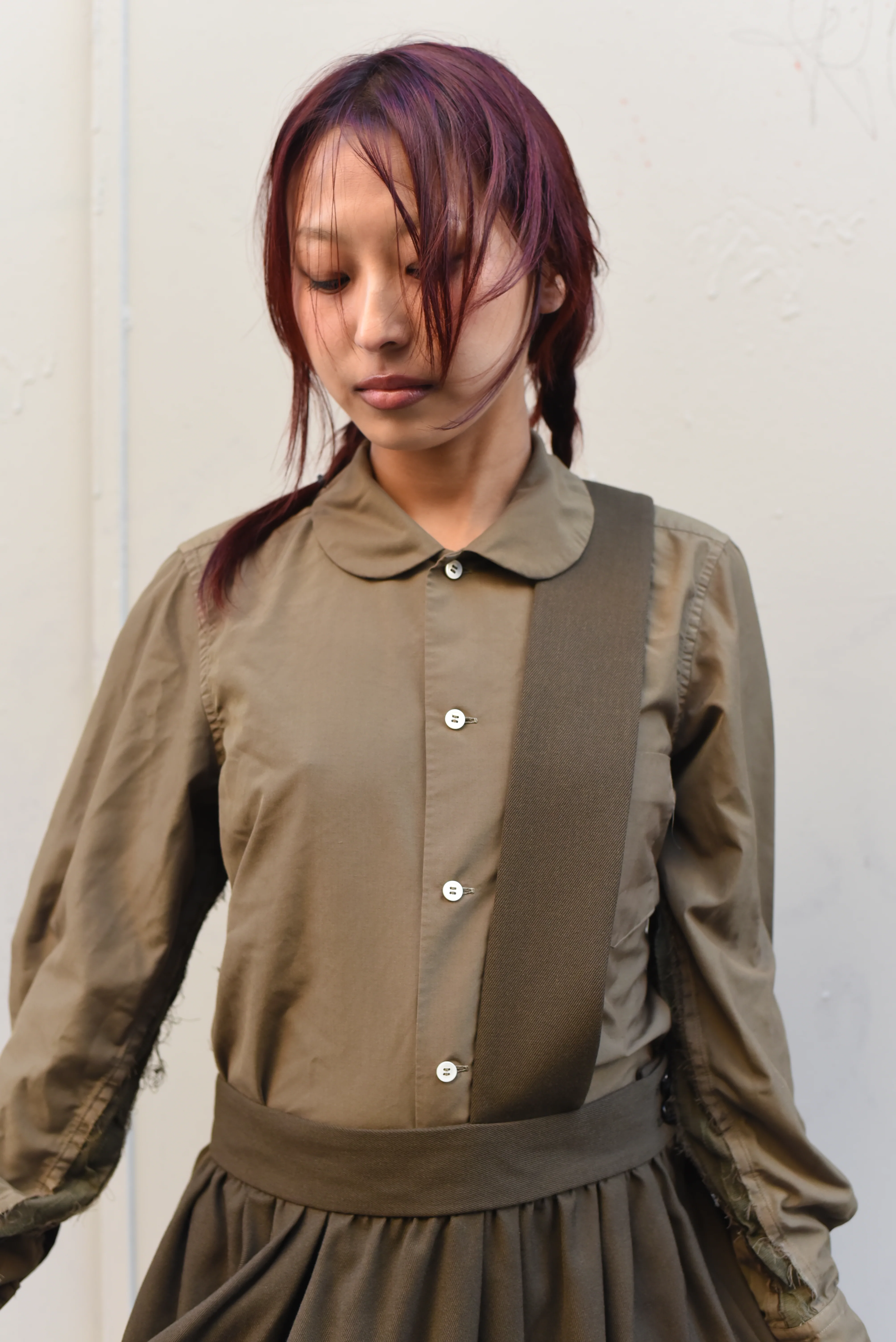 Comme des Garçons Comme des Garçons (CDGCDG) Ladies Suspender Skirt { RL-A010-051-3 } - Khaki - Image 5