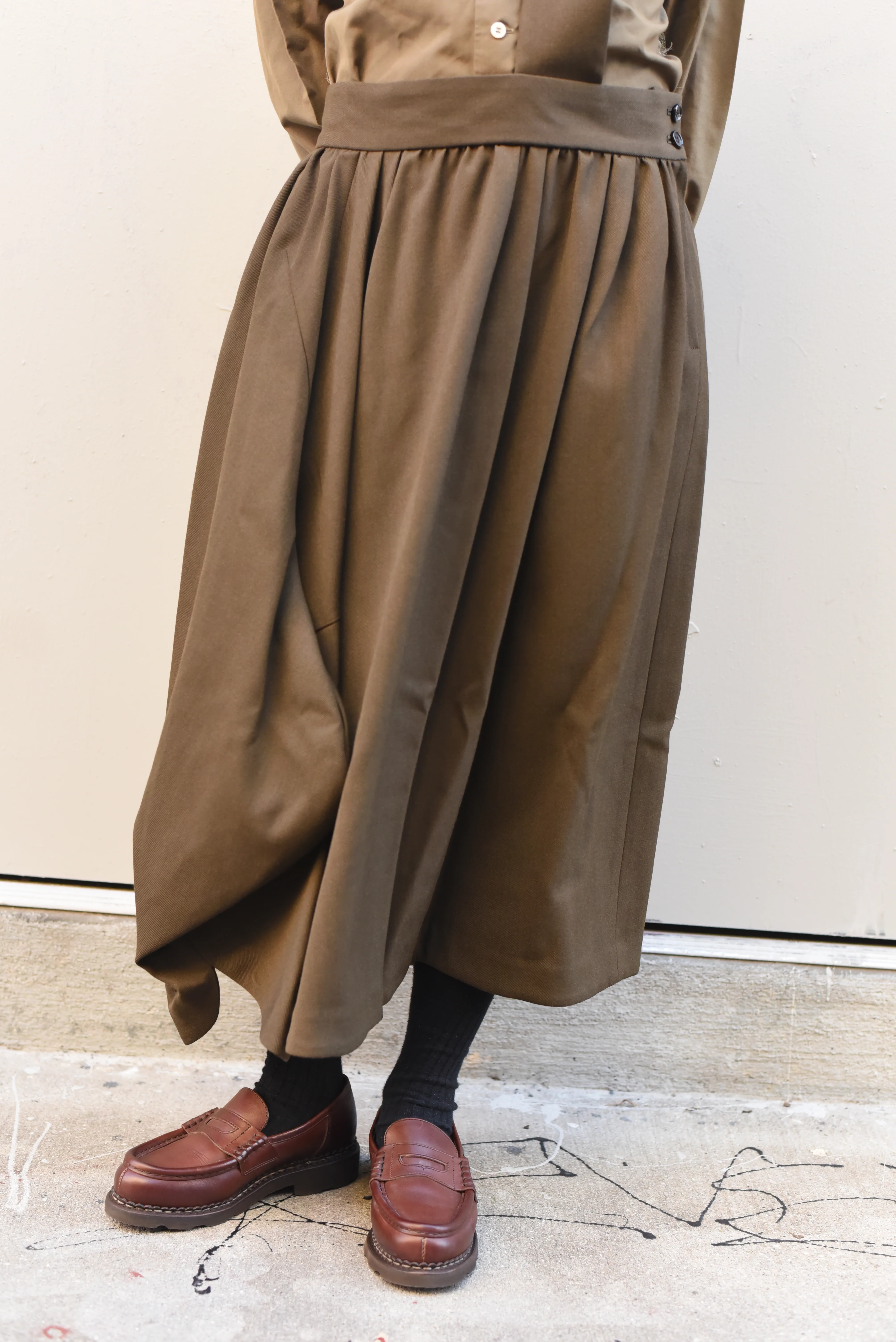 Comme des Garçons Comme des Garçons (CDGCDG) Ladies Suspender Skirt { RL-A010-051-3 } - Khaki - Image 6