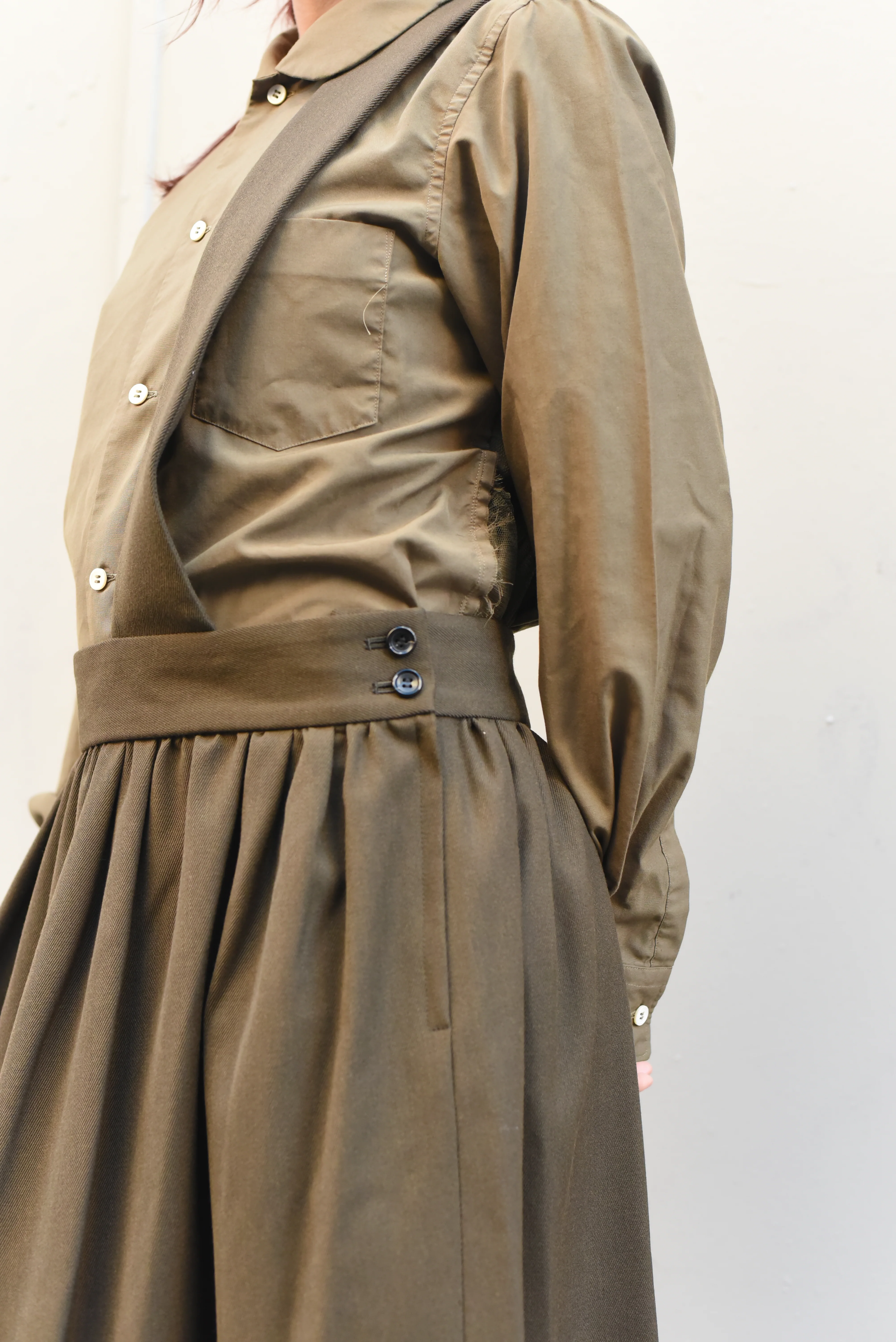 Comme des Garçons Comme des Garçons (CDGCDG) Ladies Suspender Skirt { RL-A010-051-3 } - Khaki - Image 7