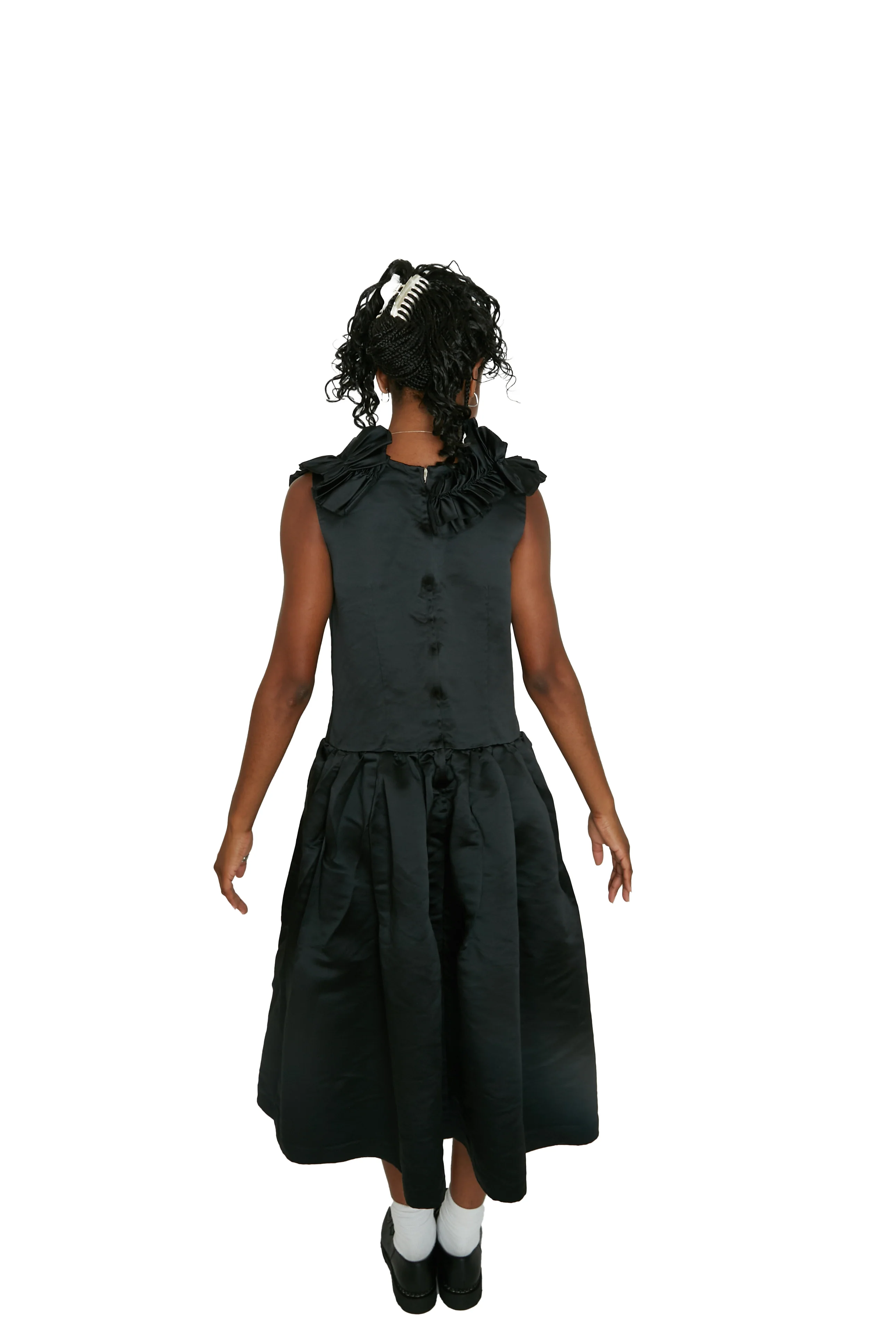 Comme des Garçons Comme des Garçons (CDGCDG) Poly Satin Thick Garment Treated Jumper Dress - Black - Image 3