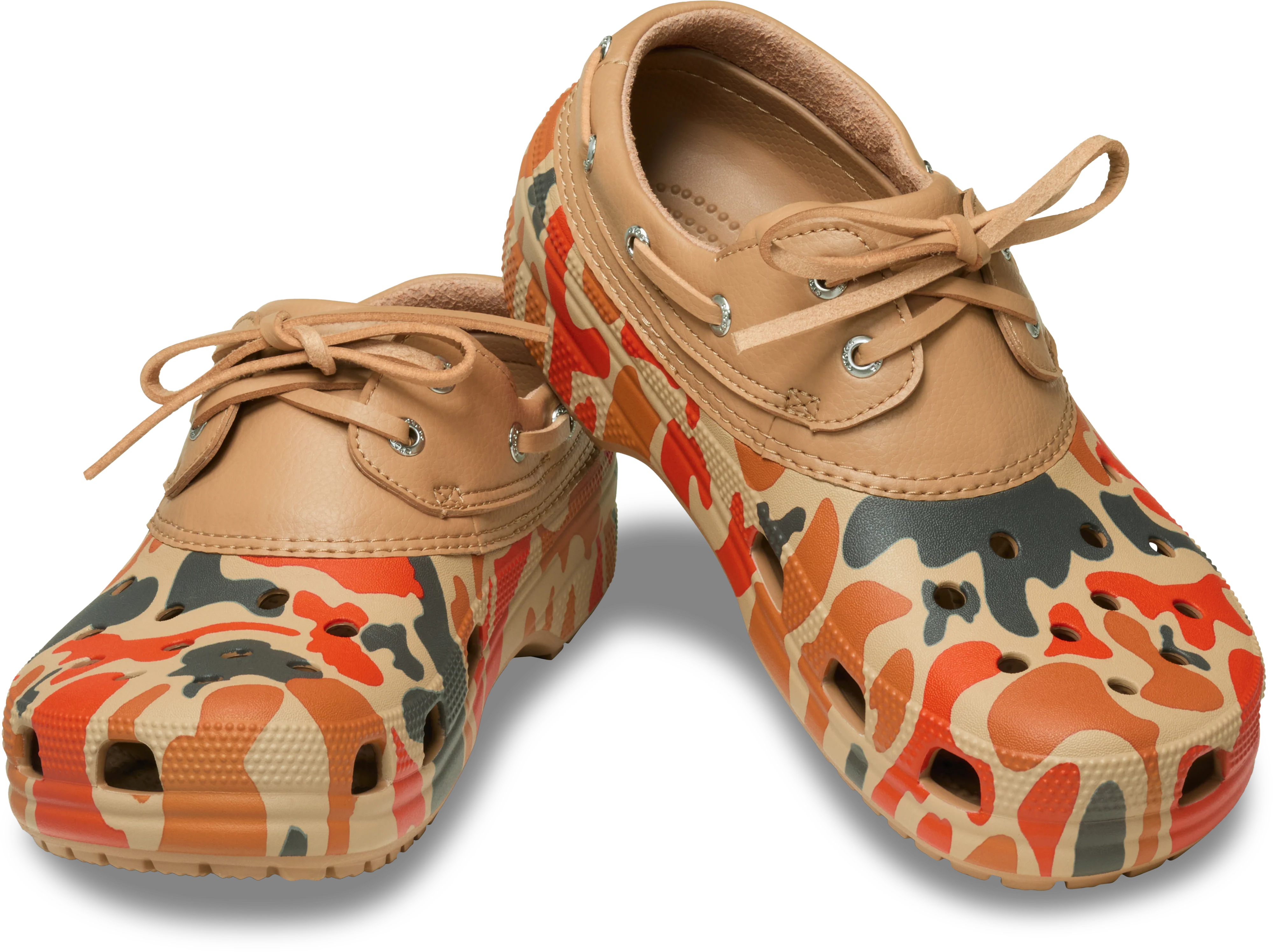 Crocs Classic Duck Camo Boat Shoe - Tan / Shocking Orange - Image 3