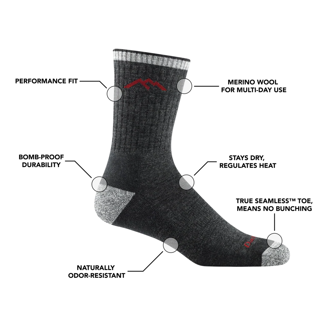 Darn Tough Men's Hiker Midweight Micro Crew Cushion 1466 - Black - Image 4