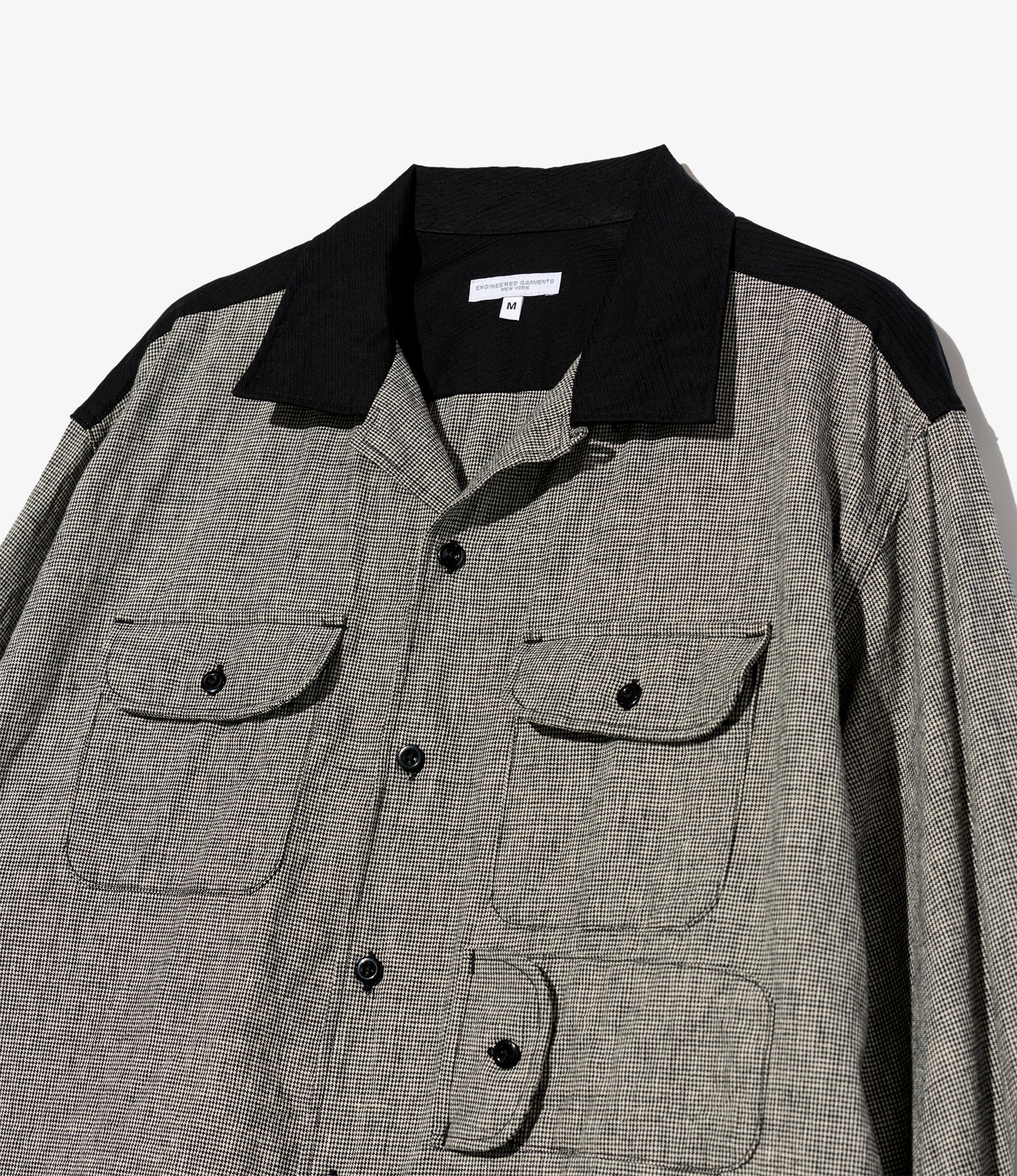 Engineered Garments Bowling Shirt - Black/Grey CL Houndstooth - Image 3