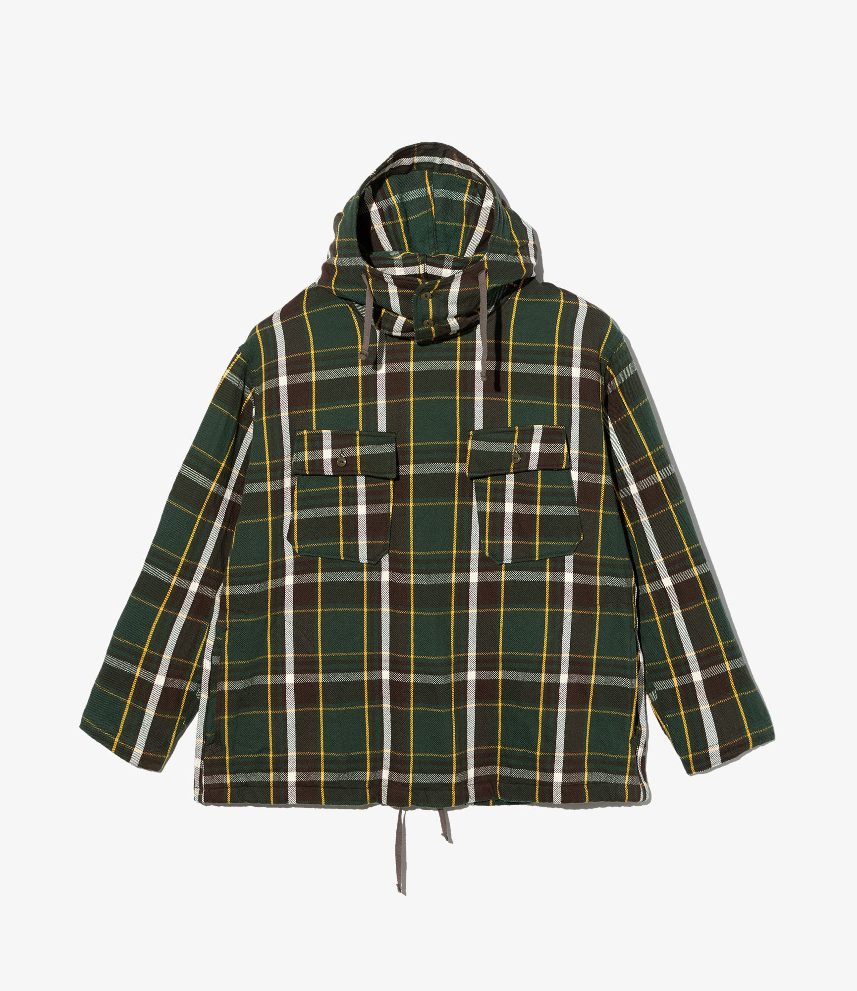 Engineered Garments Cagoule Shirt - Olive/Brown Cotton Heavy Twill Plaid