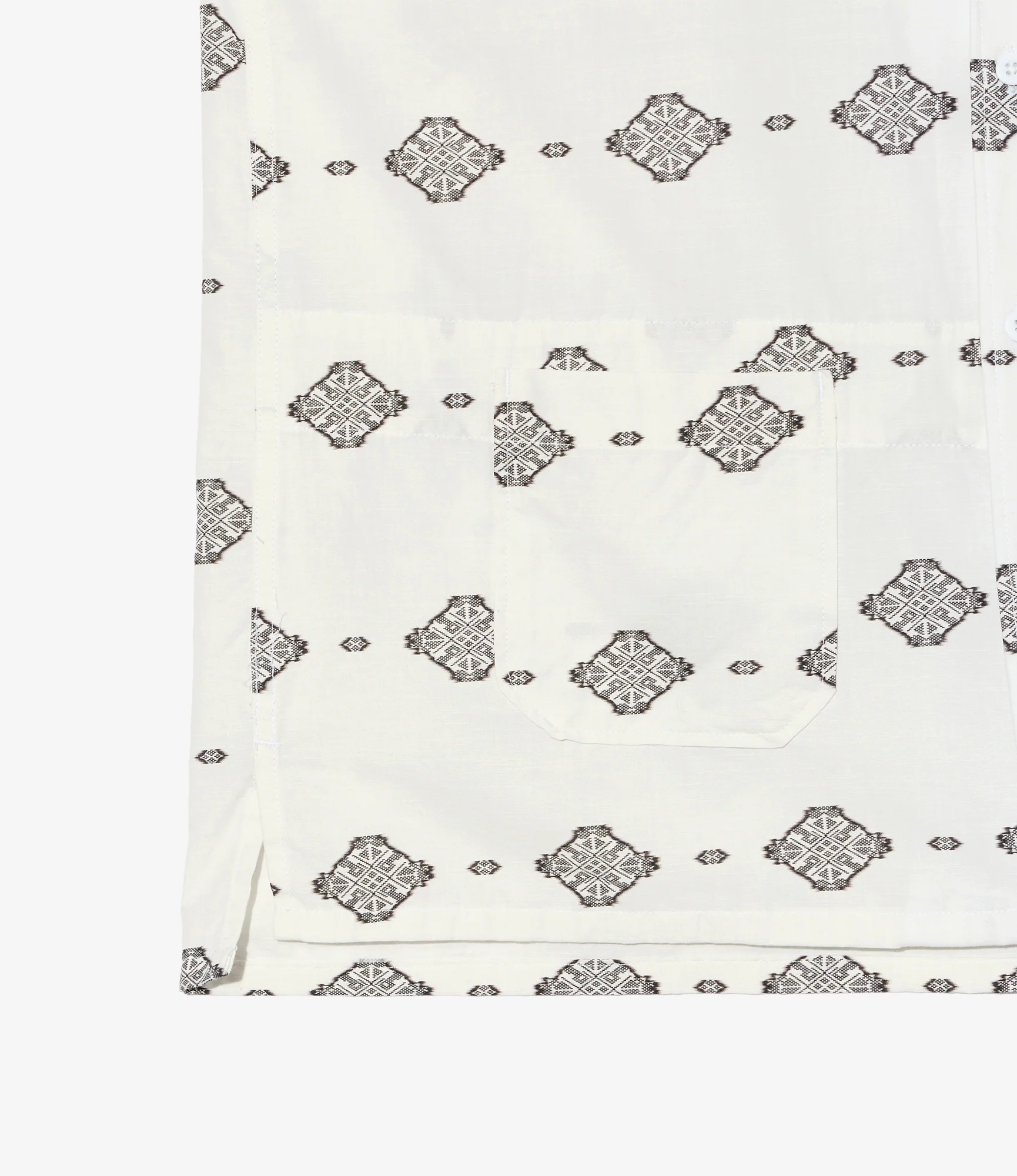 Engineered Garments Camp Shirt - White/Black Cotton Ikat Print - Image 3