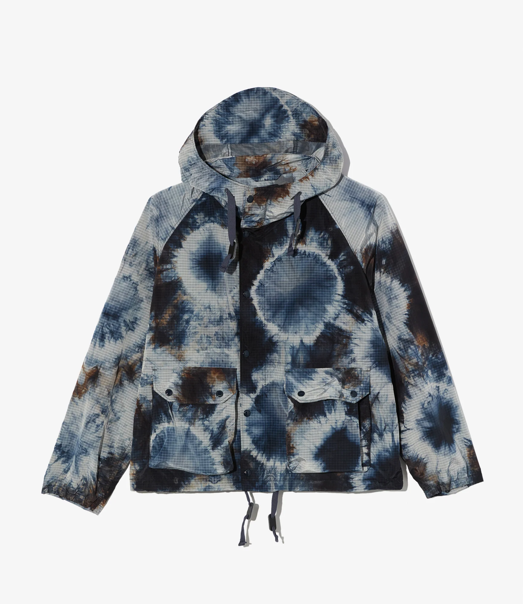 Engineered Garments Light Parka - Navy Nylon Tie Dye Print Ripstop