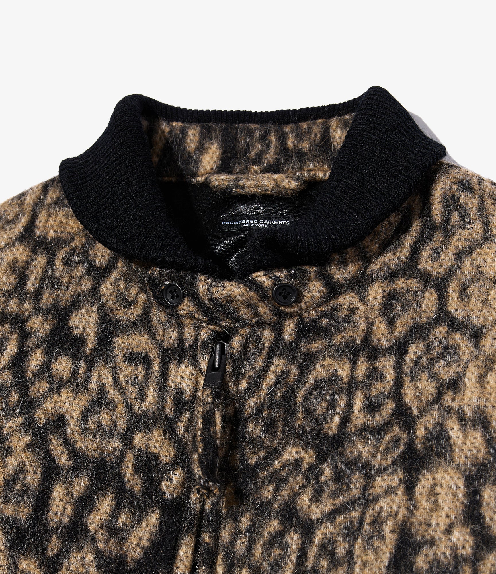 Engineered Garments LL Jacket - Brown Wool Poly Leopard Jacquard - Image 3