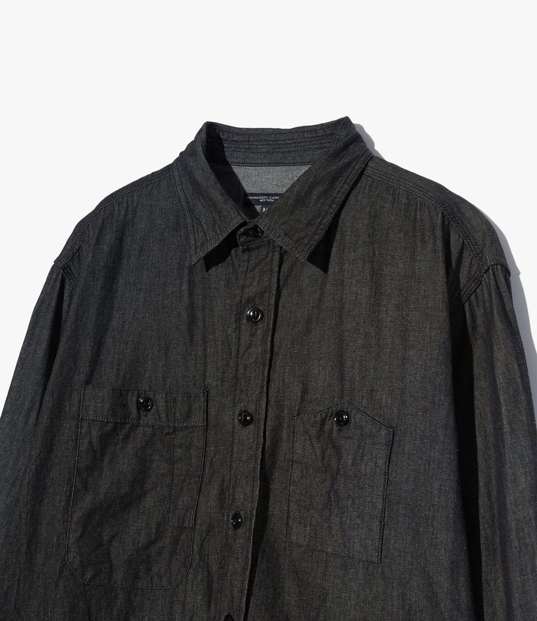 Engineered Garments Work Shirt - Black Cotton Denim Shirting - Image 3