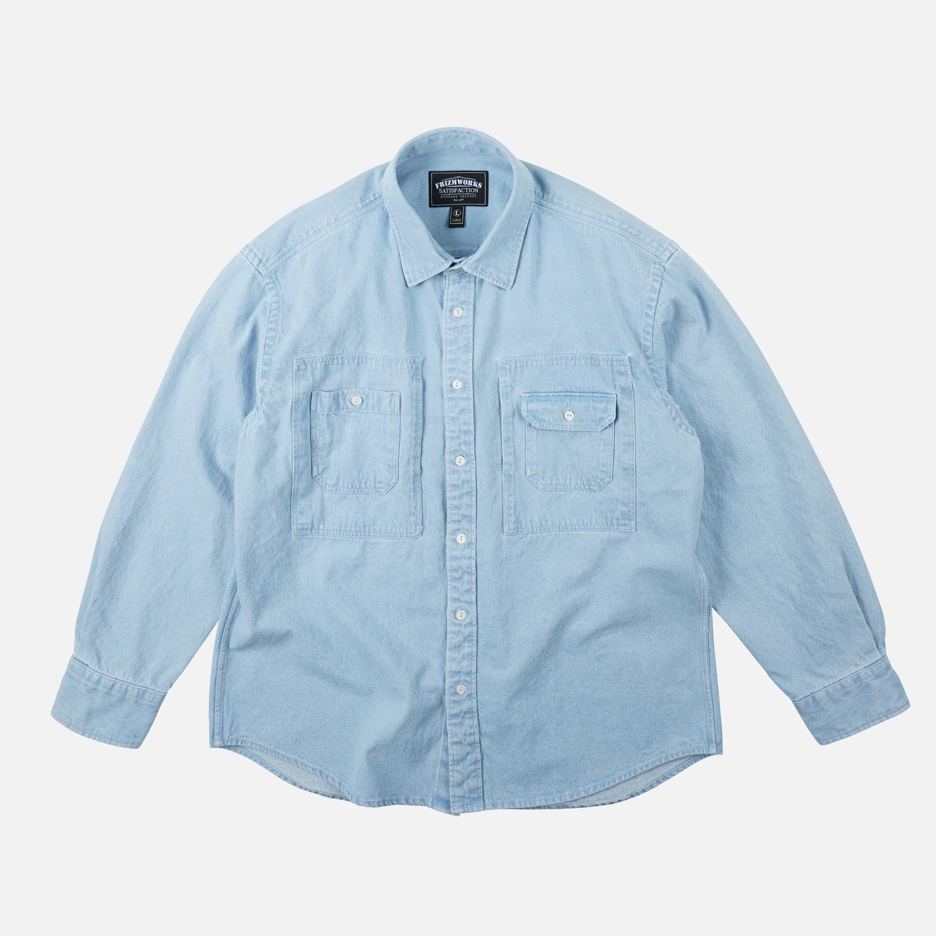 FrizmWorks Bleach Denim Utility Shirt - Light Blue