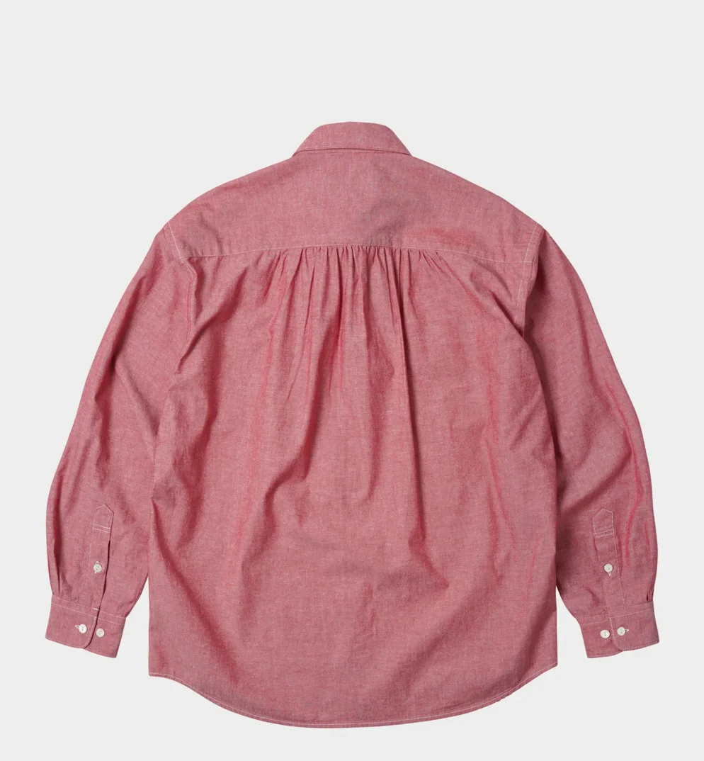 FrizmWorks Cigarette Pocket Chambray Shirt - Red - Image 2