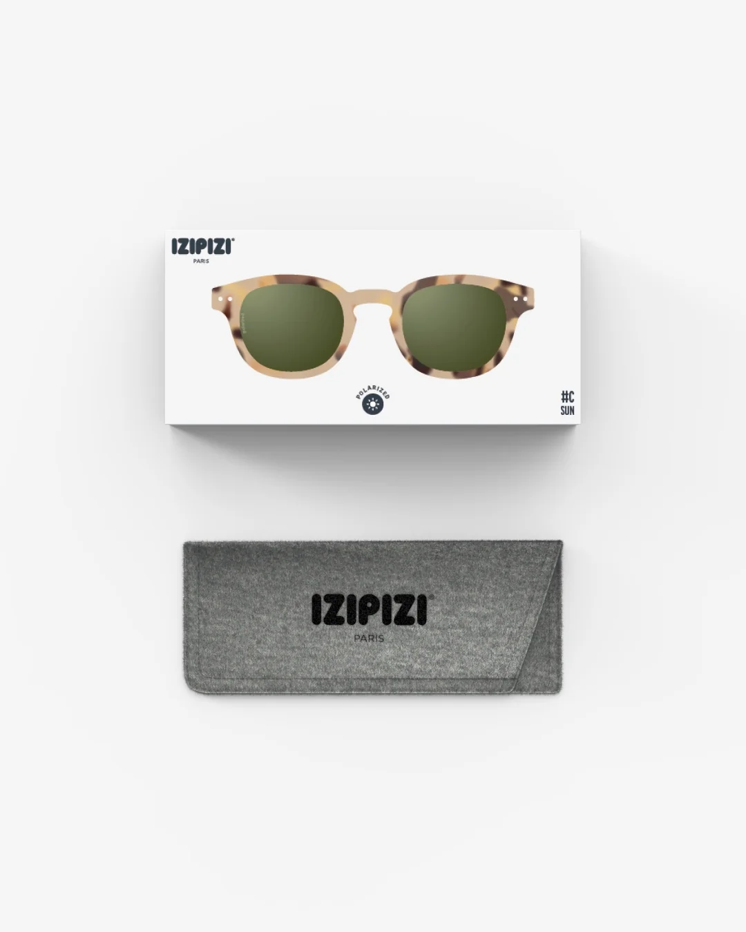 Izipizi Sunglasses #C Polarized - Light Tortoise - Green Lenses - Image 5