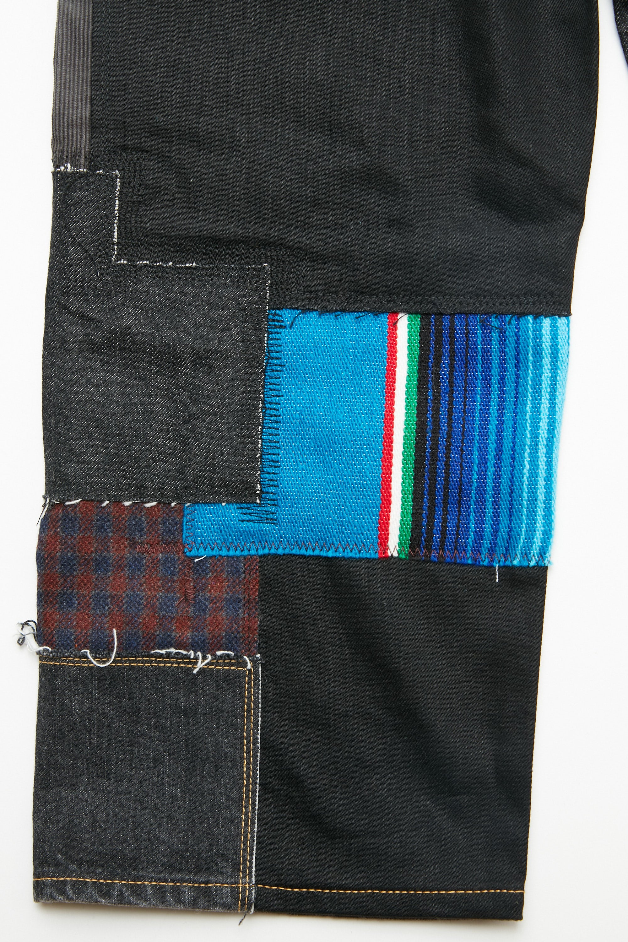 JUNYA WATANABE MAN cotton selvedge denim garment treated x multi fabrics mix Pants - Black X MIX - Image 10