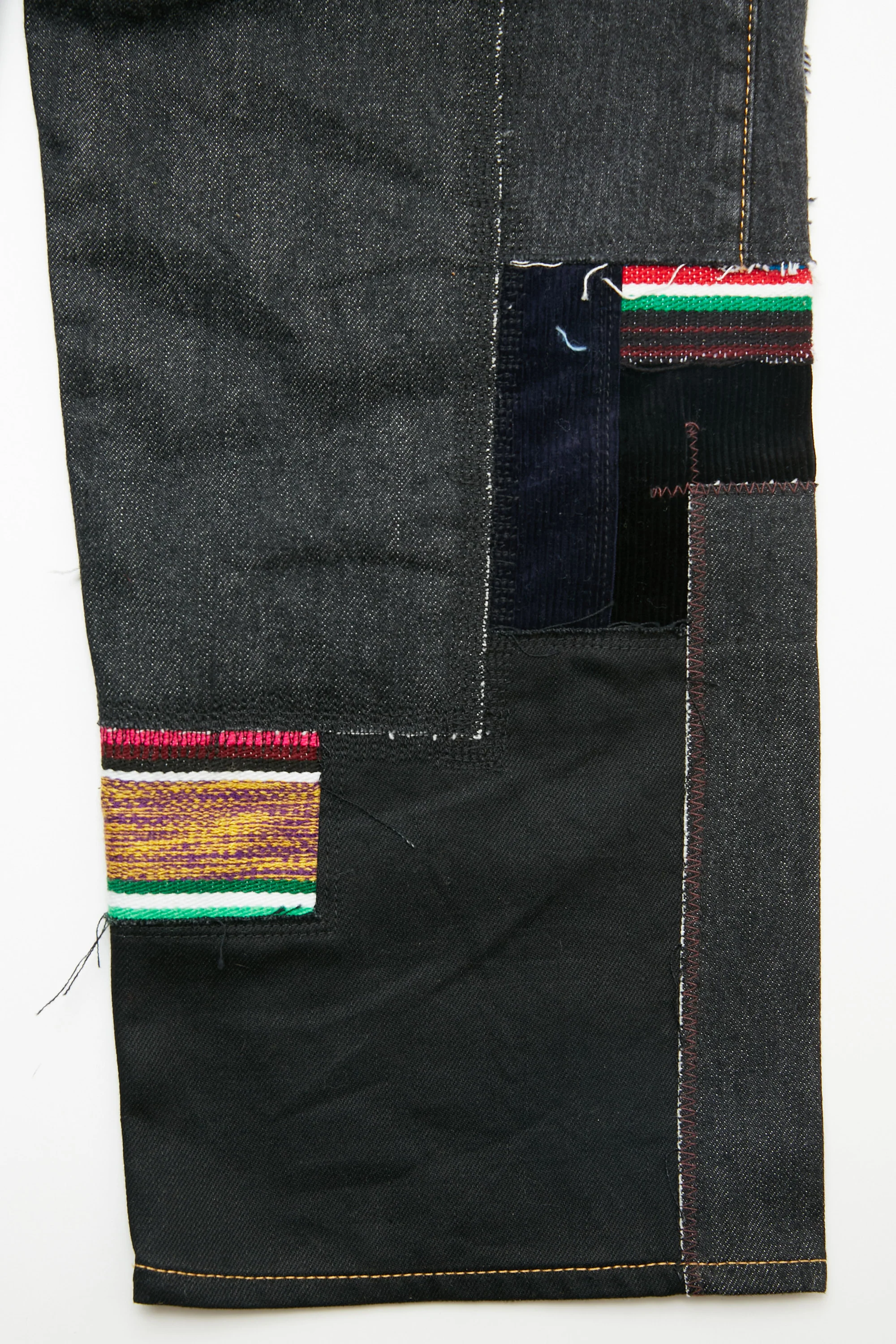 JUNYA WATANABE MAN cotton selvedge denim garment treated x multi fabrics mix Pants - Black X MIX - Image 11