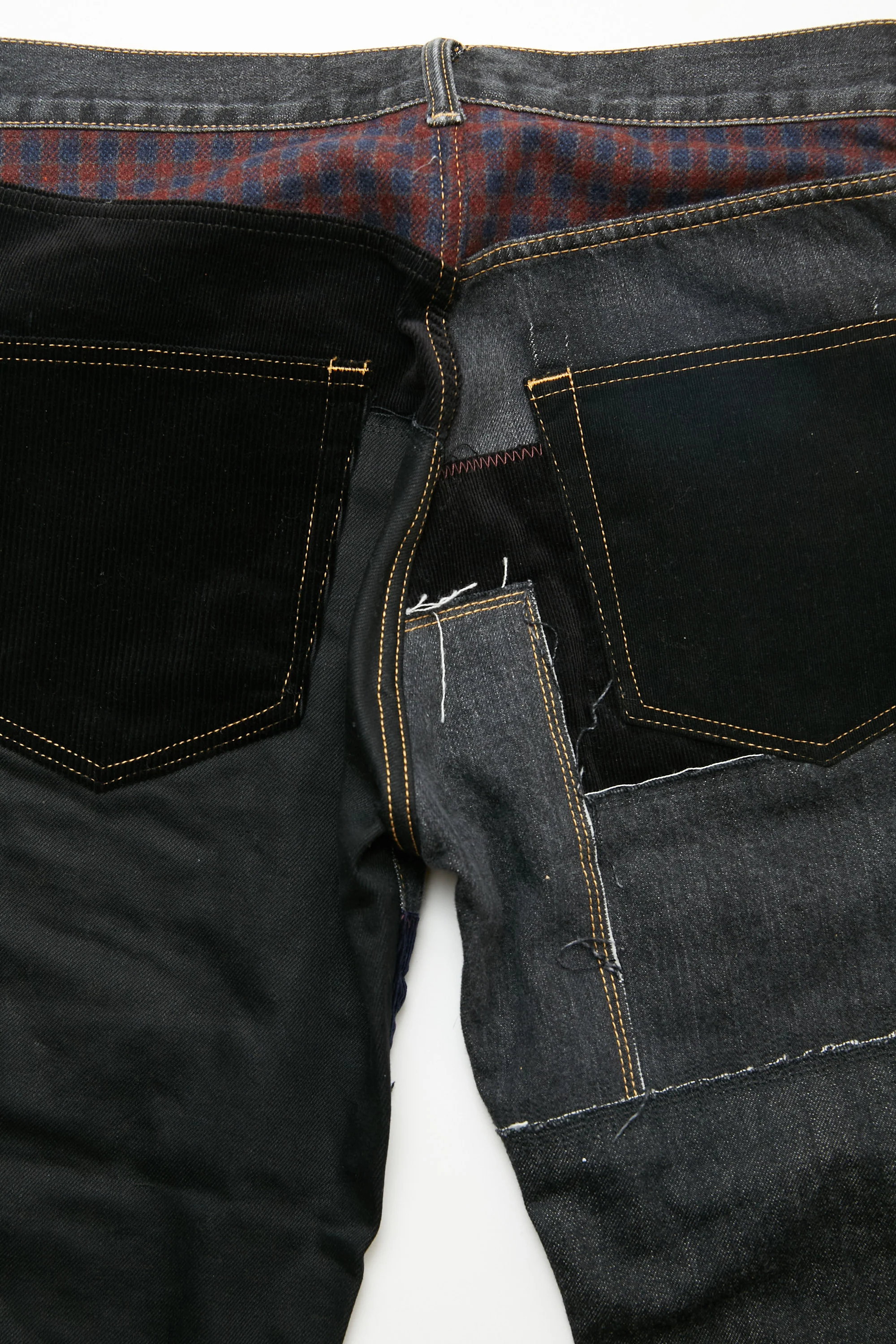 JUNYA WATANABE MAN cotton selvedge denim garment treated x multi fabrics mix Pants - Black X MIX - Image 12