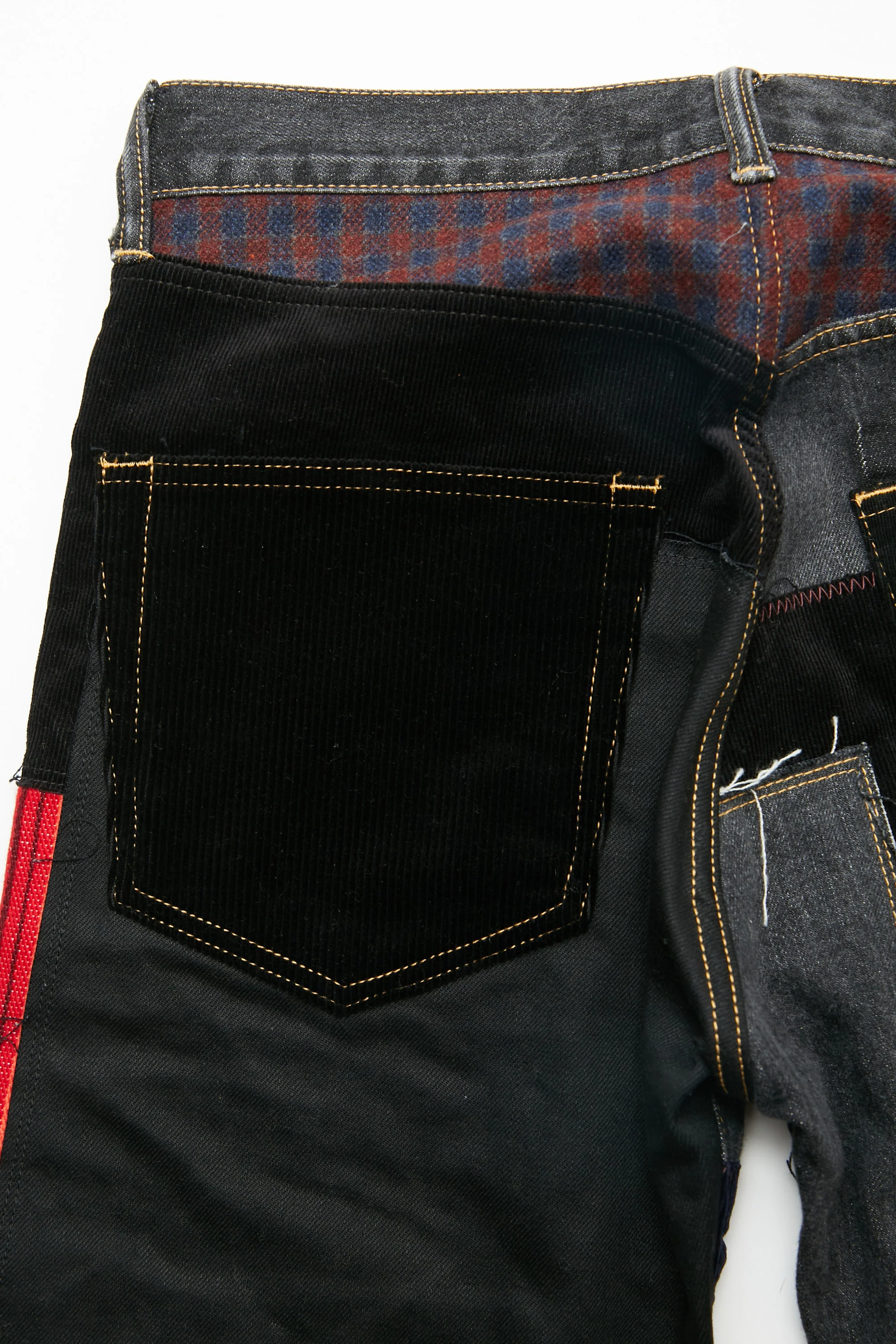 JUNYA WATANABE MAN cotton selvedge denim garment treated x multi fabrics mix Pants - Black X MIX - Image 13