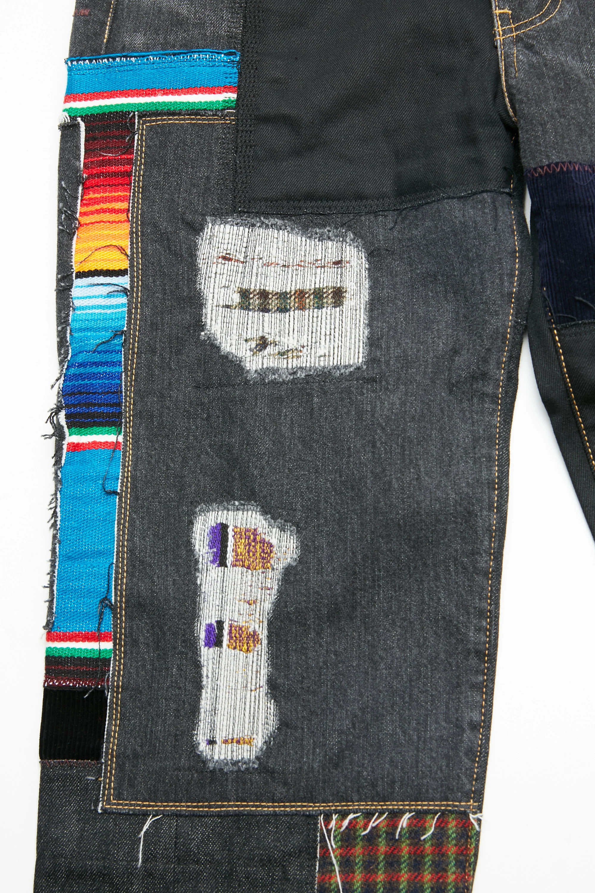JUNYA WATANABE MAN cotton selvedge denim garment treated x multi fabrics mix Pants - Black X MIX - Image 5