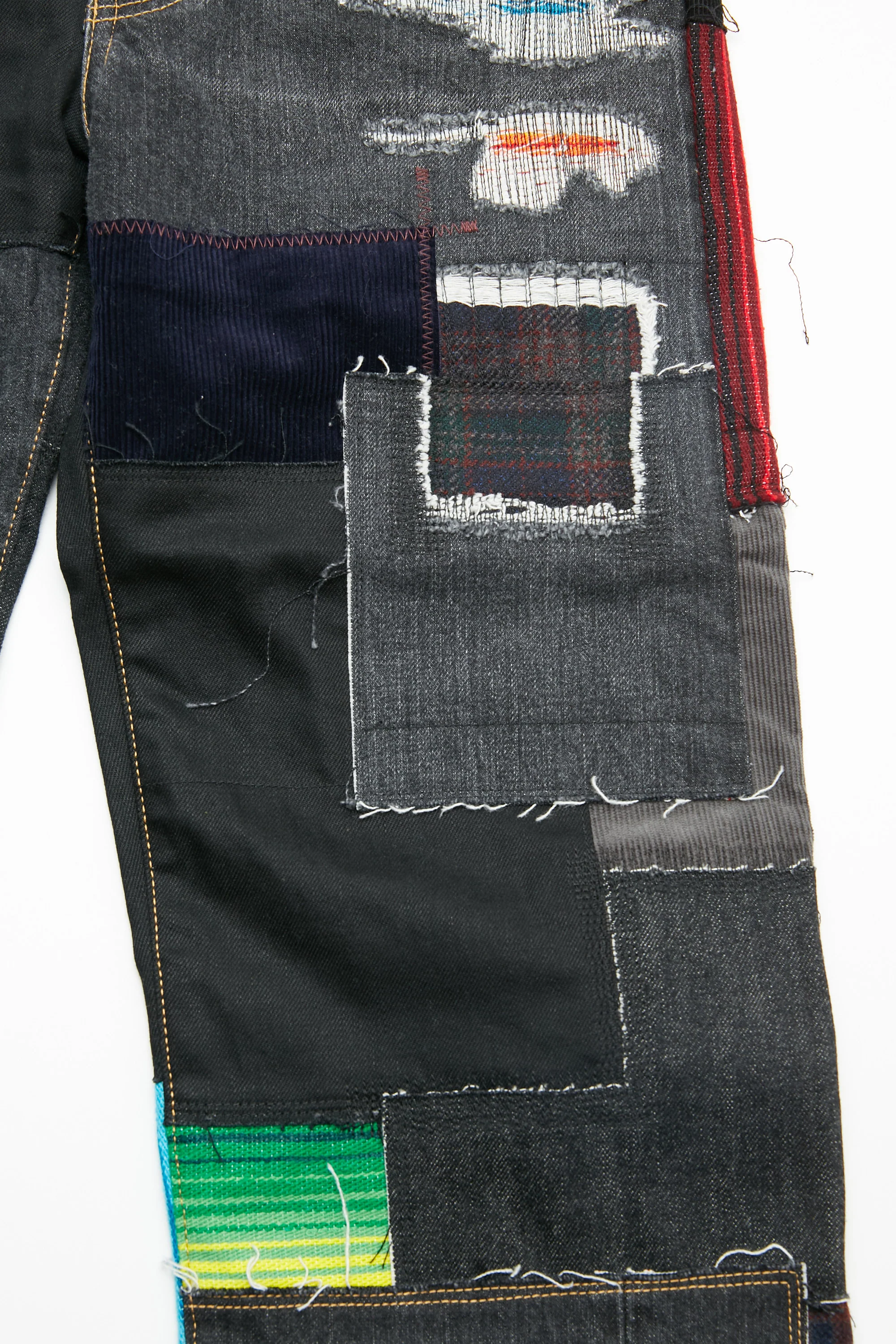 JUNYA WATANABE MAN cotton selvedge denim garment treated x multi fabrics mix Pants - Black X MIX - Image 6