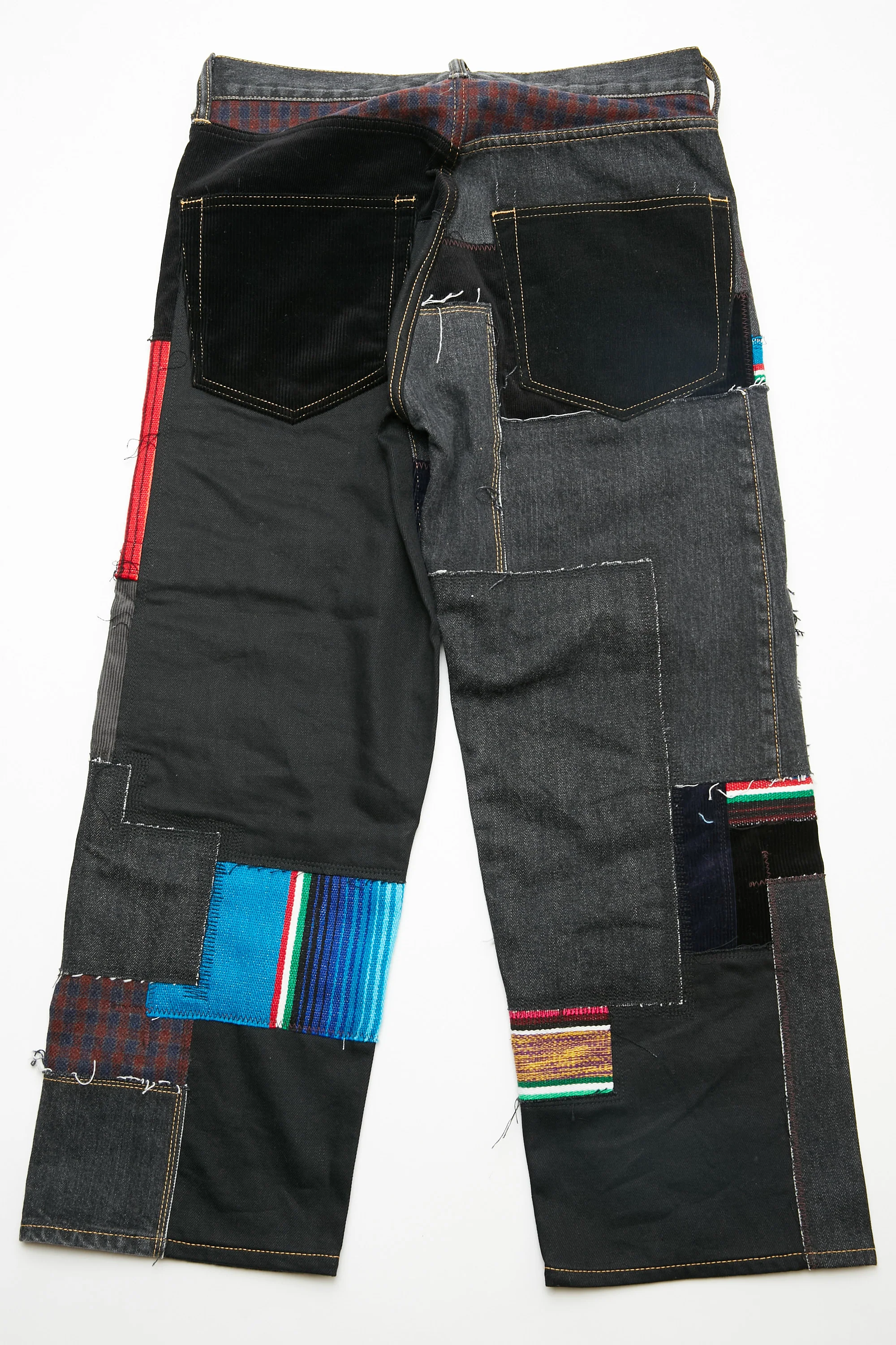 JUNYA WATANABE MAN cotton selvedge denim garment treated x multi fabrics mix Pants - Black X MIX - Image 9
