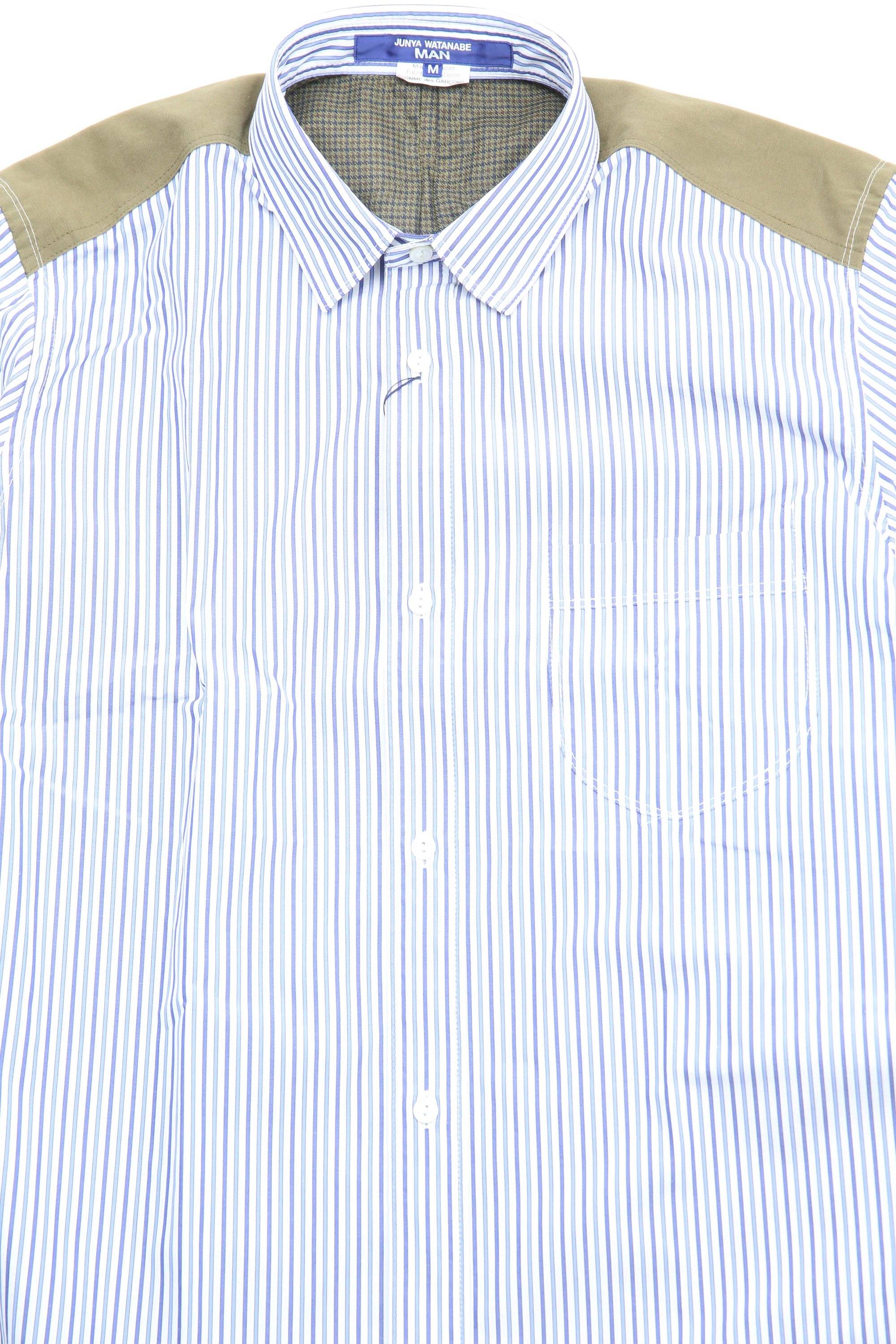 Junya Watanabe MAN Shirt - Blue Stripe / Olive Plaid - Image 2