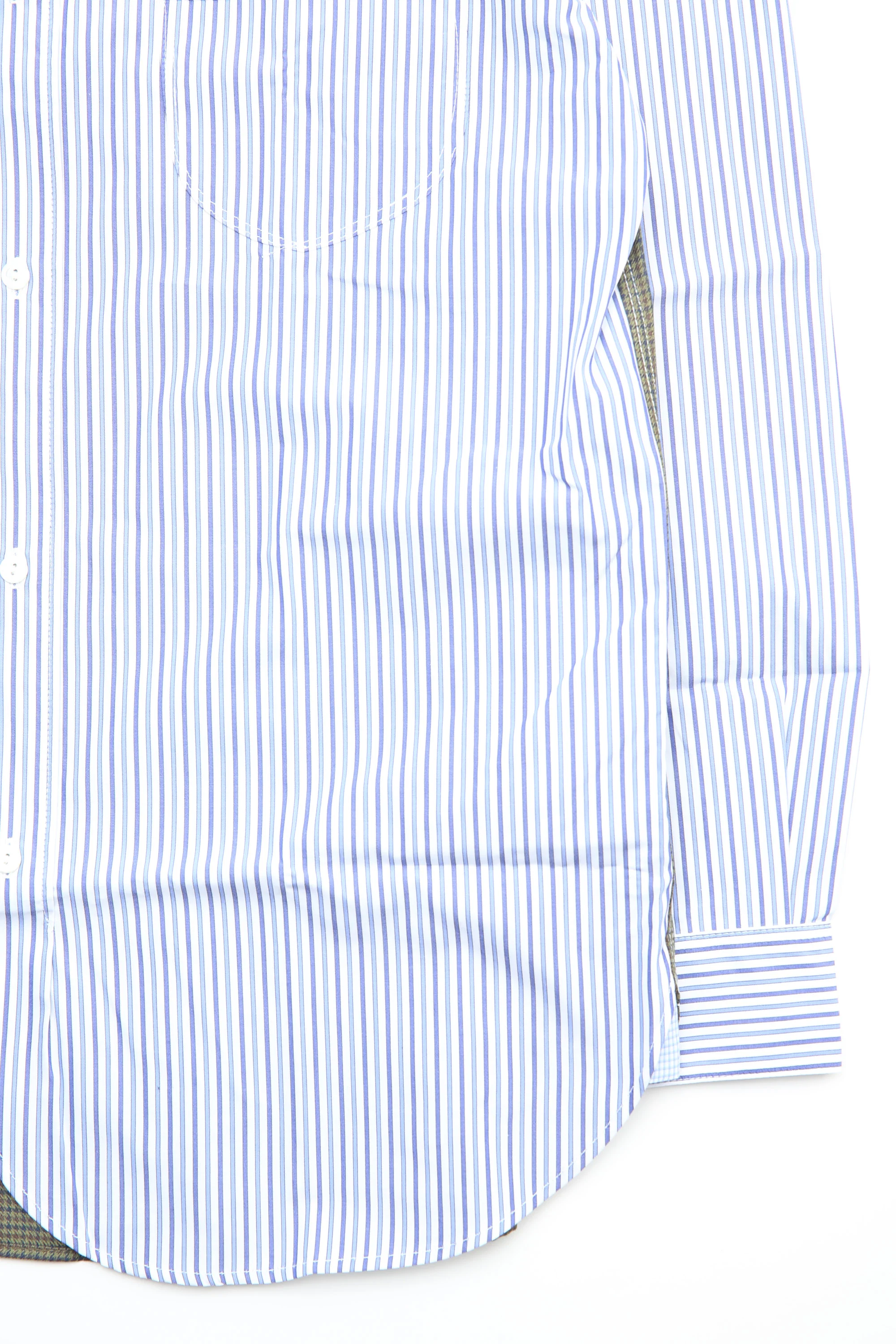 Junya Watanabe MAN Shirt - Blue Stripe / Olive Plaid - Image 3
