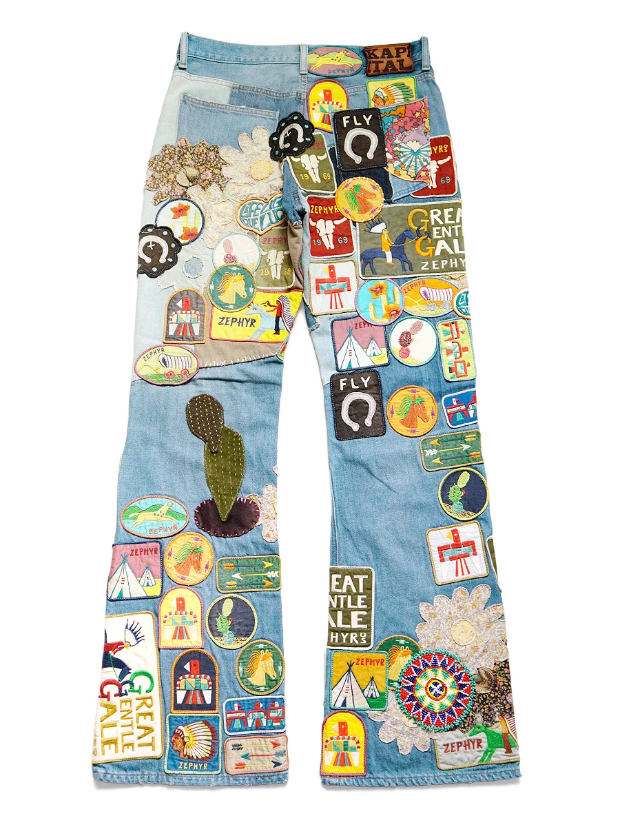 Kapital 12.5oz Denim 5P RAT Flare Patch Pants (ZEPHYROS INSANE Remake) - Indigo - Image 3