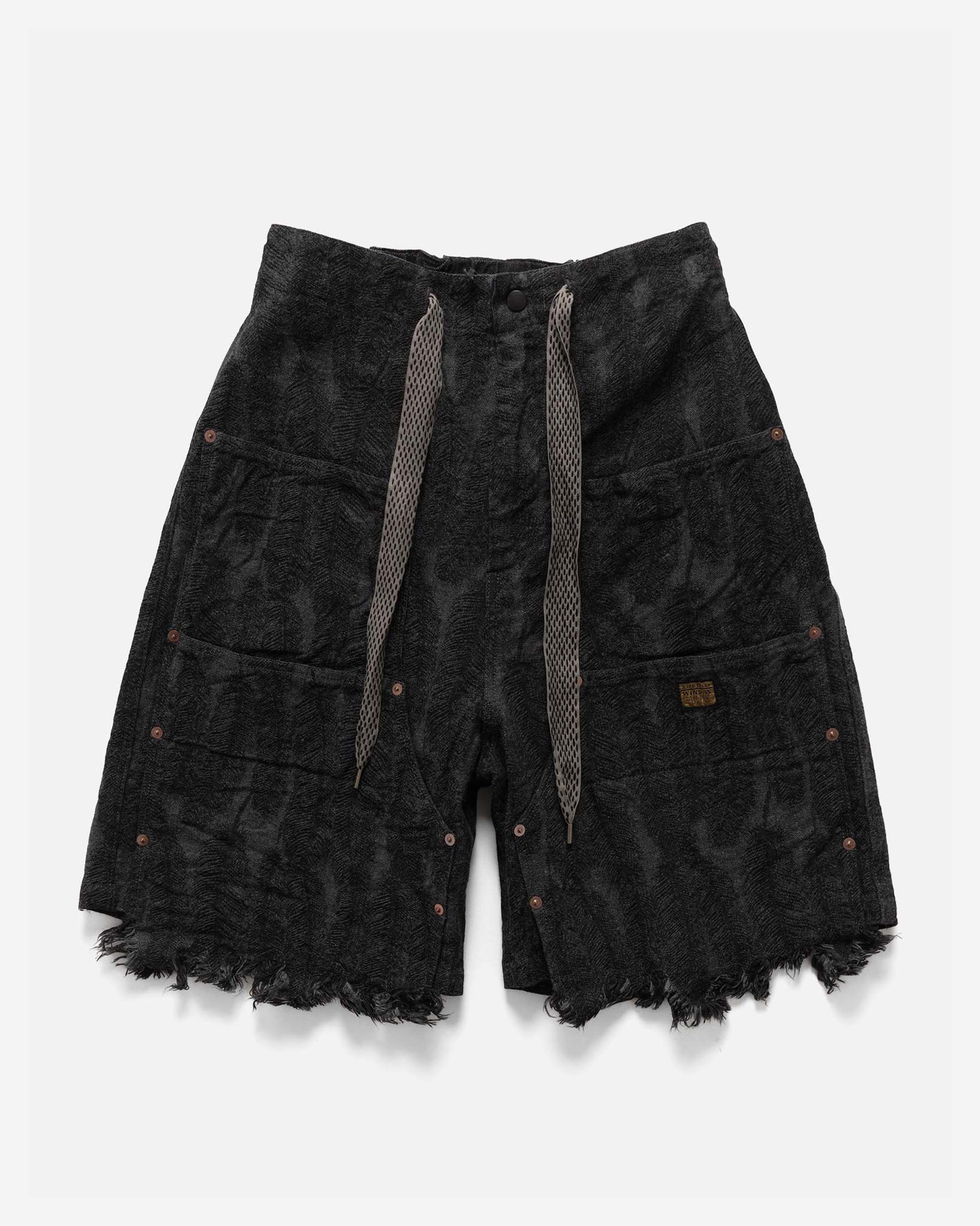 Kapital 12oz MAGPIE Denim W-Knee Easy Short Pants - Black / Black