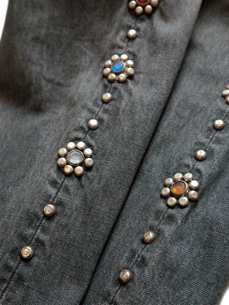 Kapital 14oz BLACK Denim 5P MONKEY CISCO (STUDS) - Black - Image 7