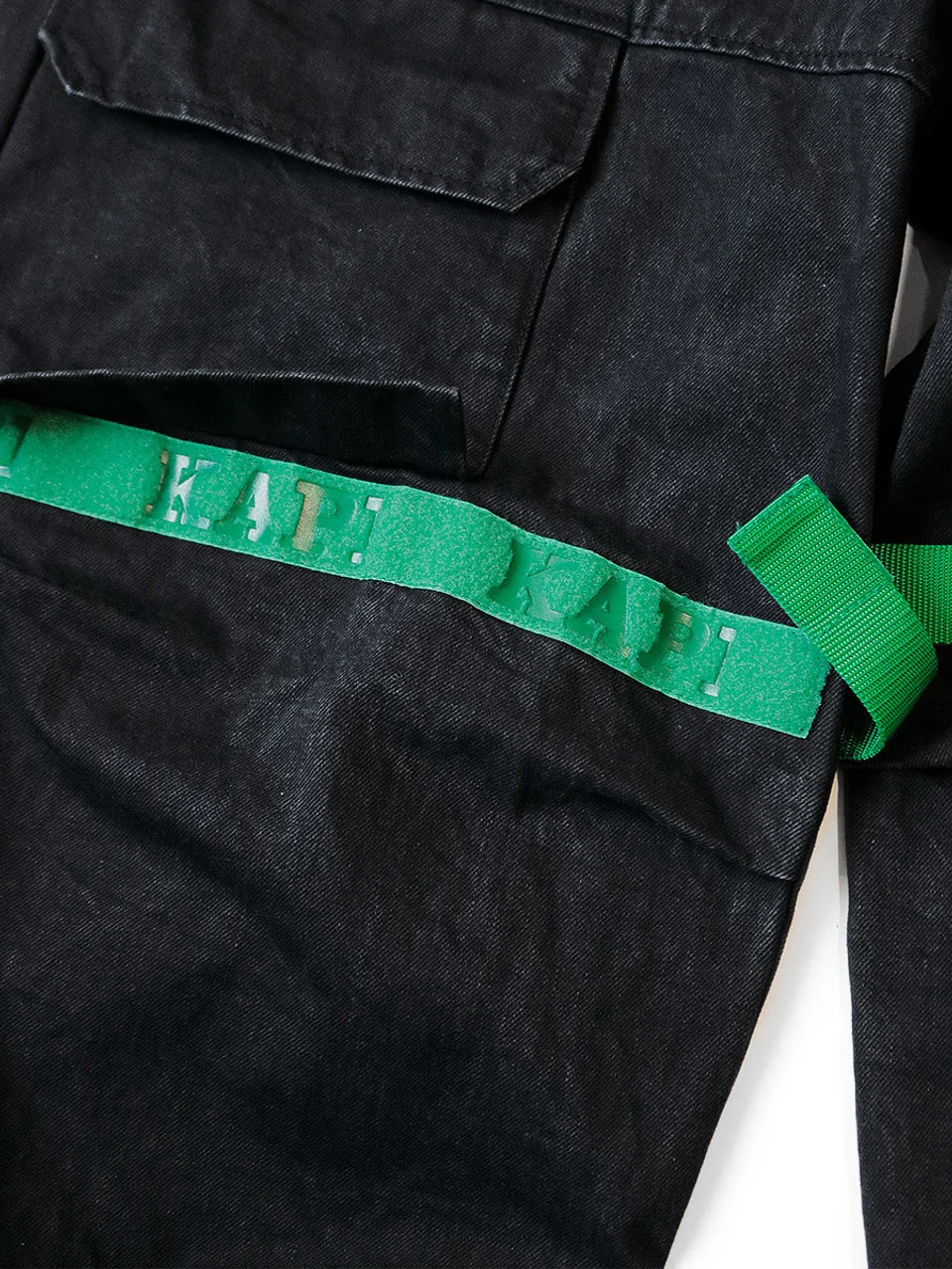 Kapital 14oz BLKxBLK Denim NOUVELLE Shuttle Pants - Green - Image 7