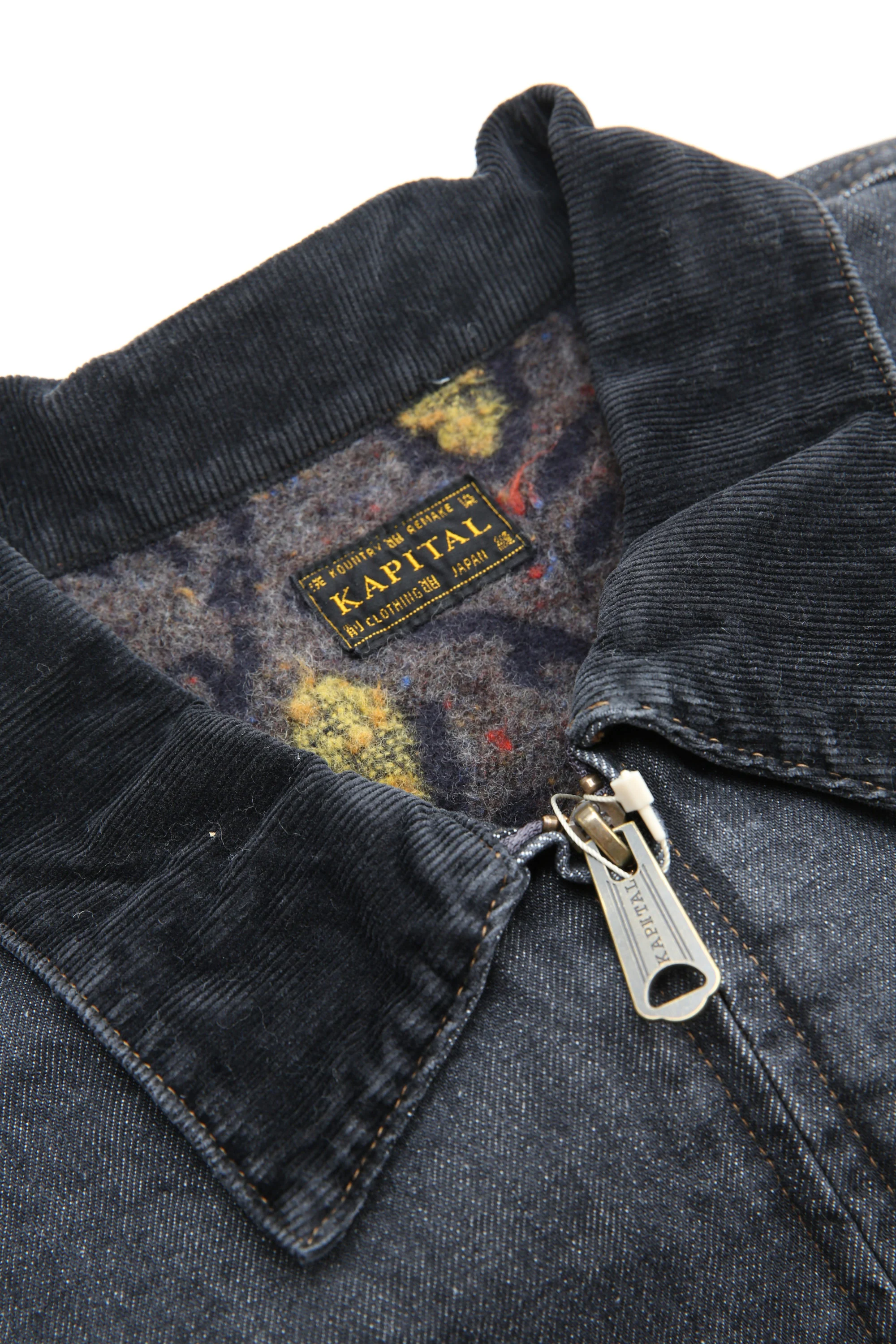 Kapital 14oz Denim T-Back Drizzler Jacket - Black x Ecru - Image 5
